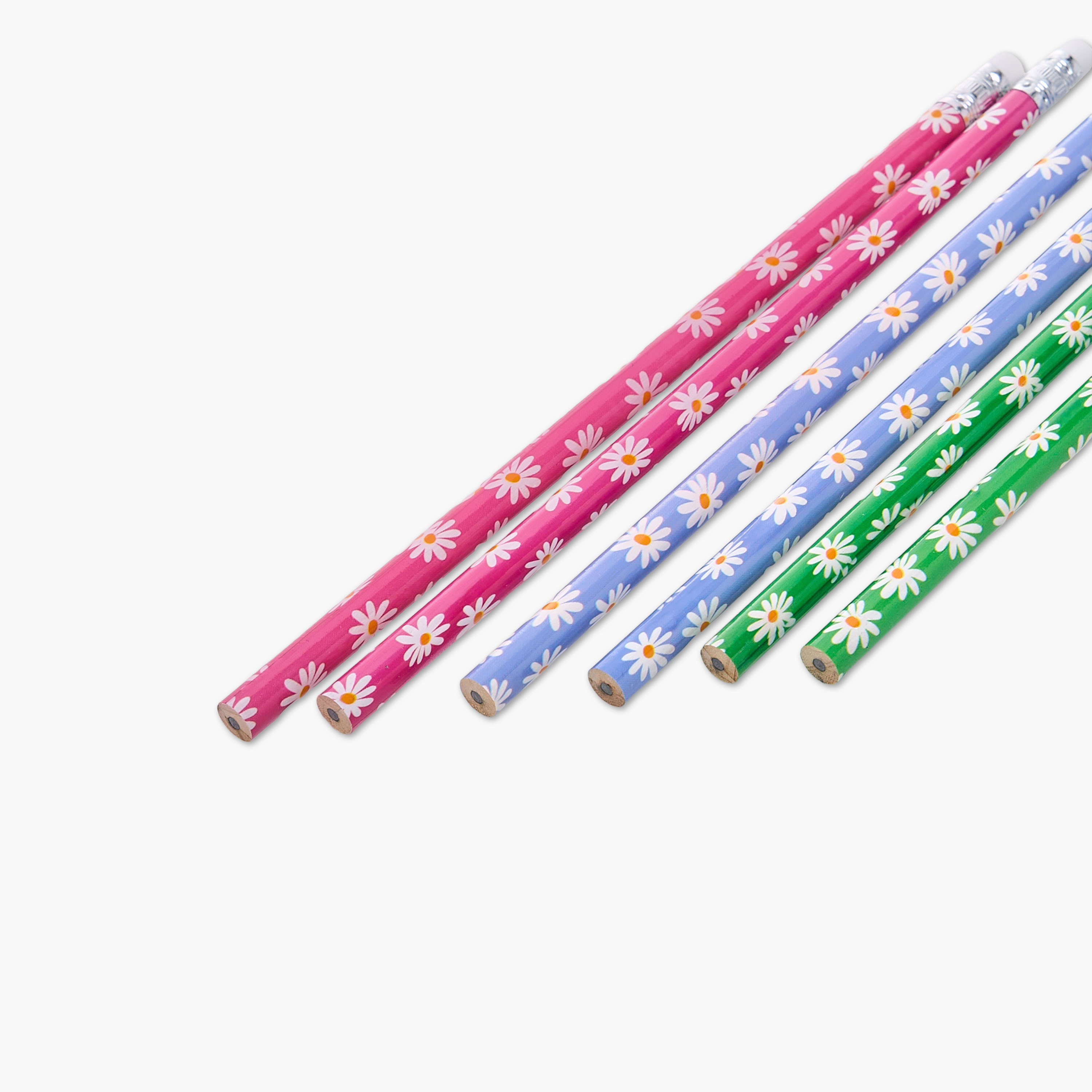 Pack of 12 Floral Print Pencil with Eraser - HB-school-stationery-pensandpencils-image-4