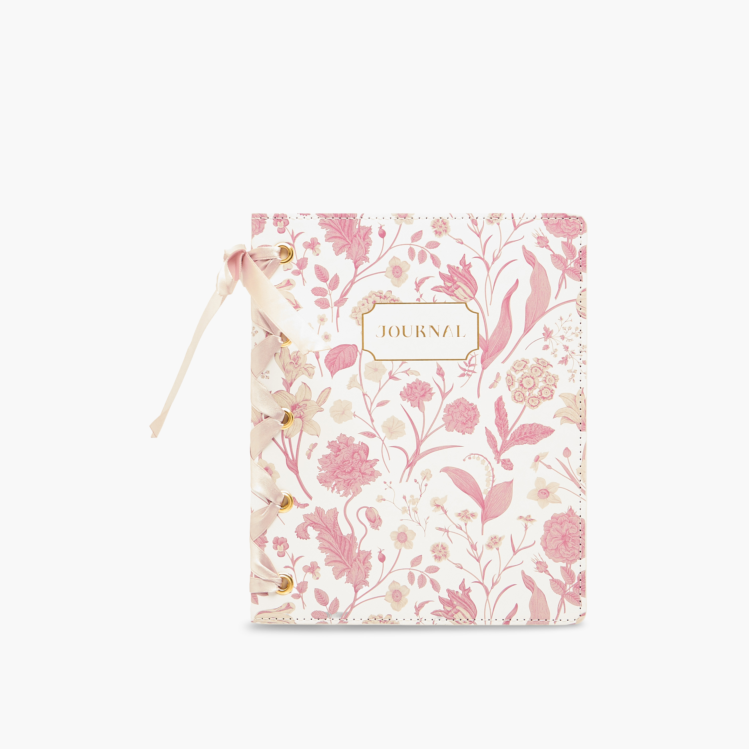 Floral Print Hardcover Journal with Ribbon Binding - 80 Pages-school-stationery-notebooks-image-1