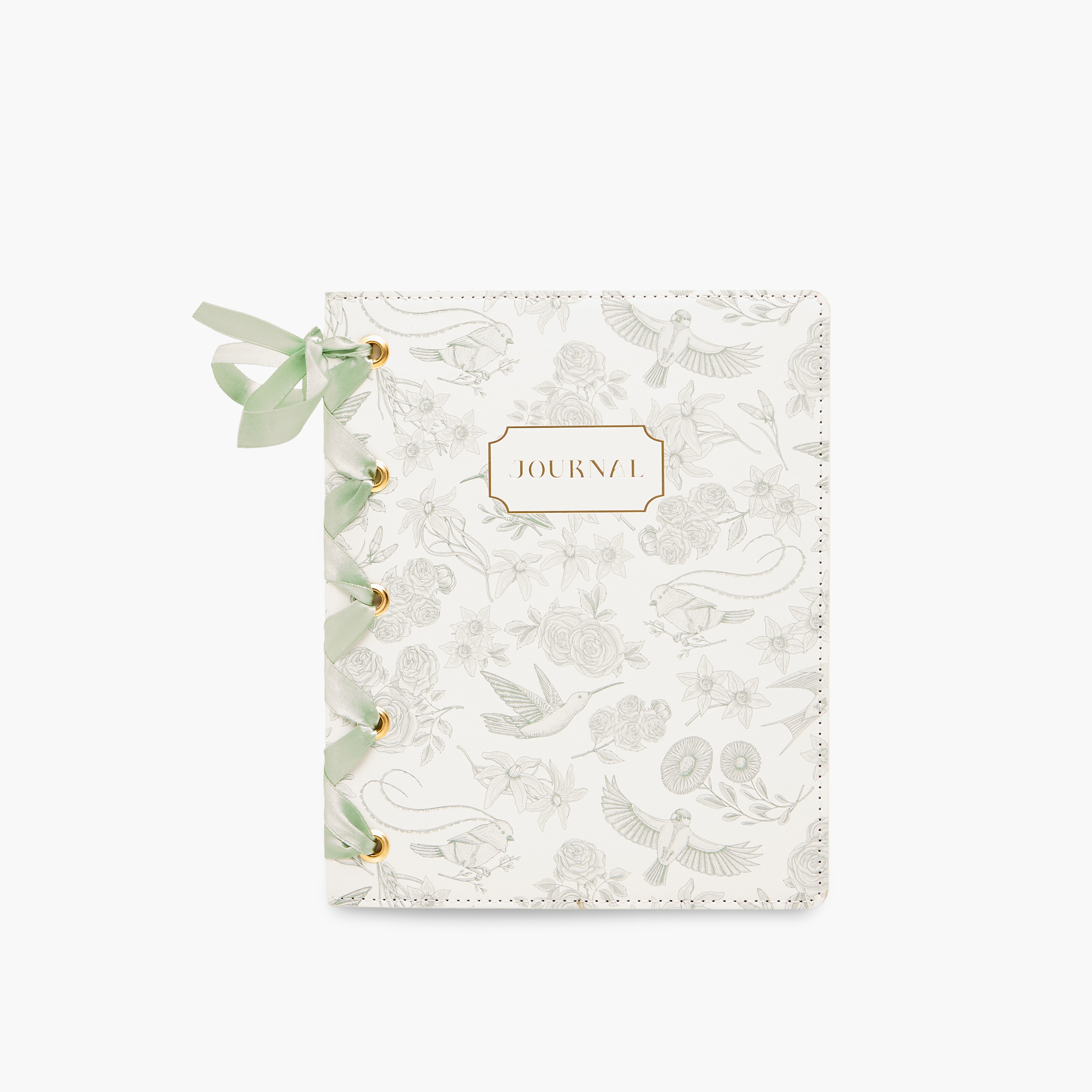 Bird Print Hardcover Journal with Ribbon Binding - 80 Pages-school-stationery-notebooks-image-1