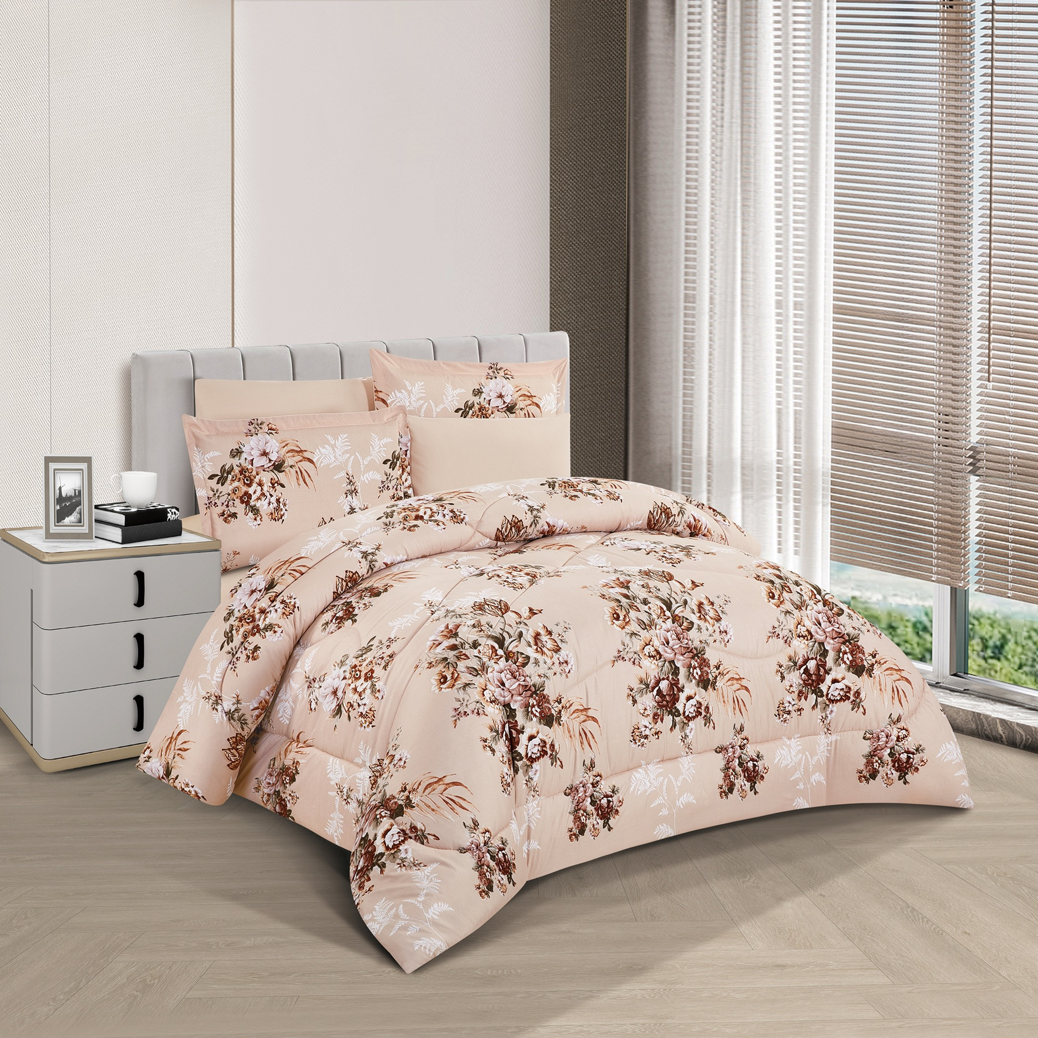 Floral Reversible Comforter King Set-household-bedding-comfortersandbedspreads-comforters-image-1