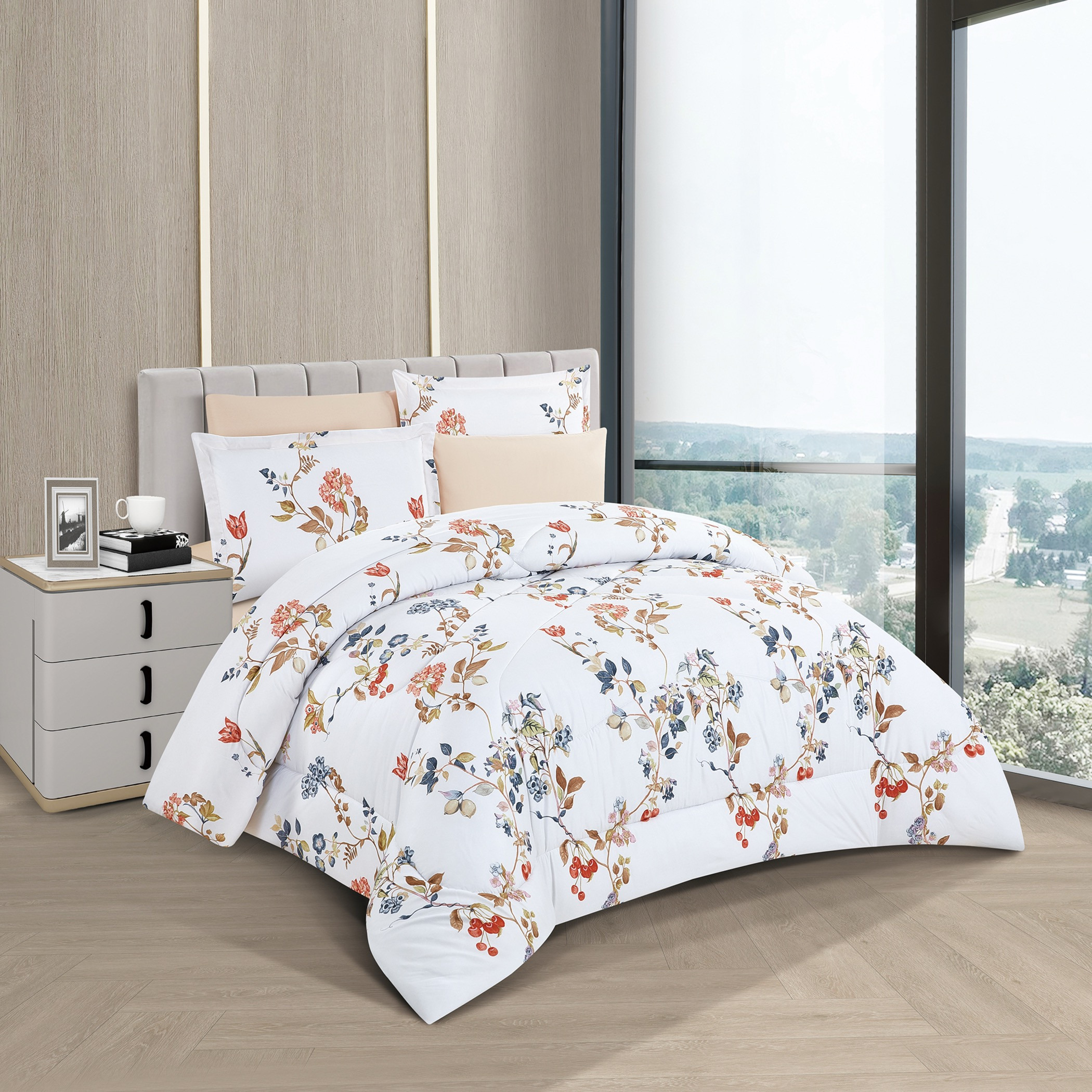 Floral Reversible Comforter Set-household-bedding-comfortersandbedspreads-comforters-image-1