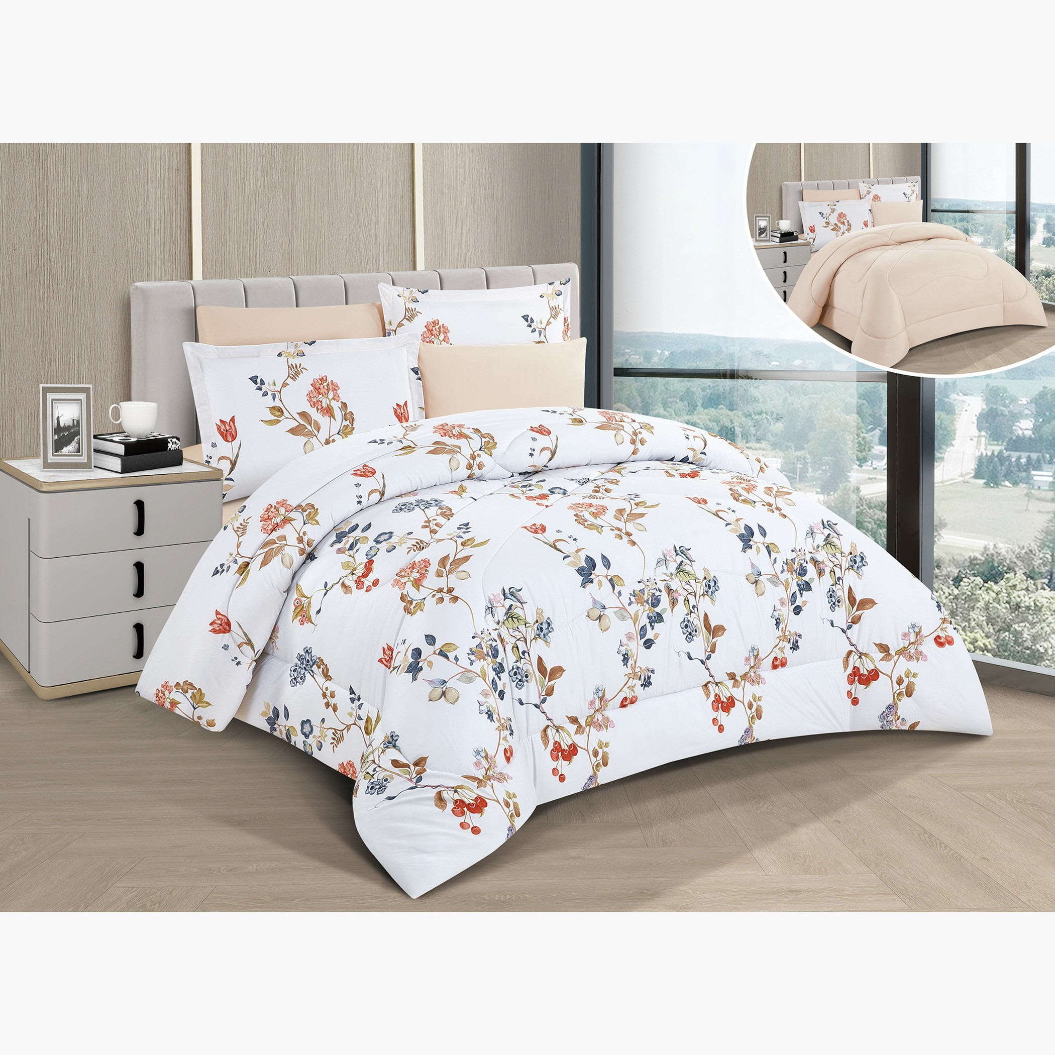 Floral Reversible Comforter Set-household-bedding-comfortersandbedspreads-comforters-image-7