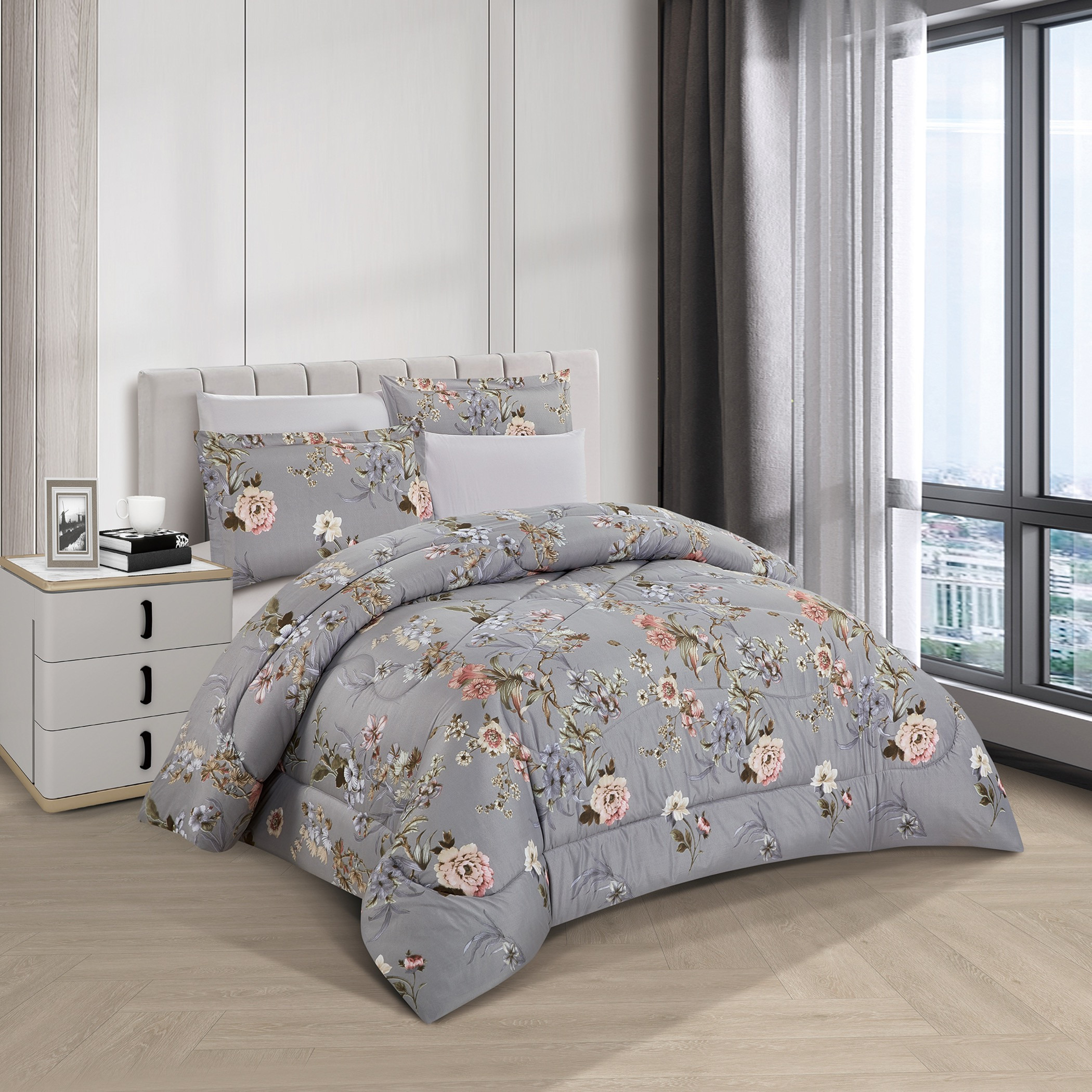 Floral Reversible Comforter King Set-household-bedding-comfortersandbedspreads-comforters-image-1