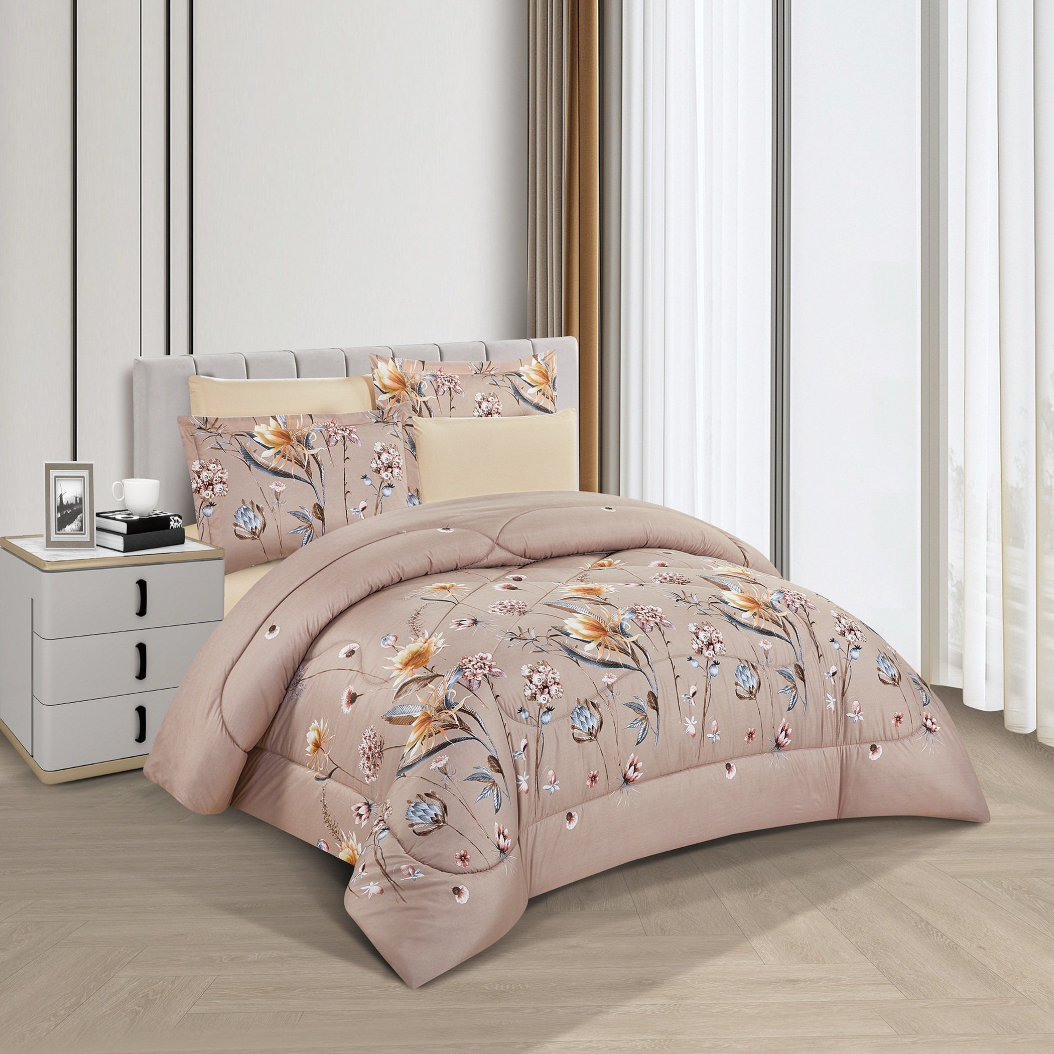 Floral Reversible Comforter King Set-household-bedding-comfortersandbedspreads-comforters-image-1