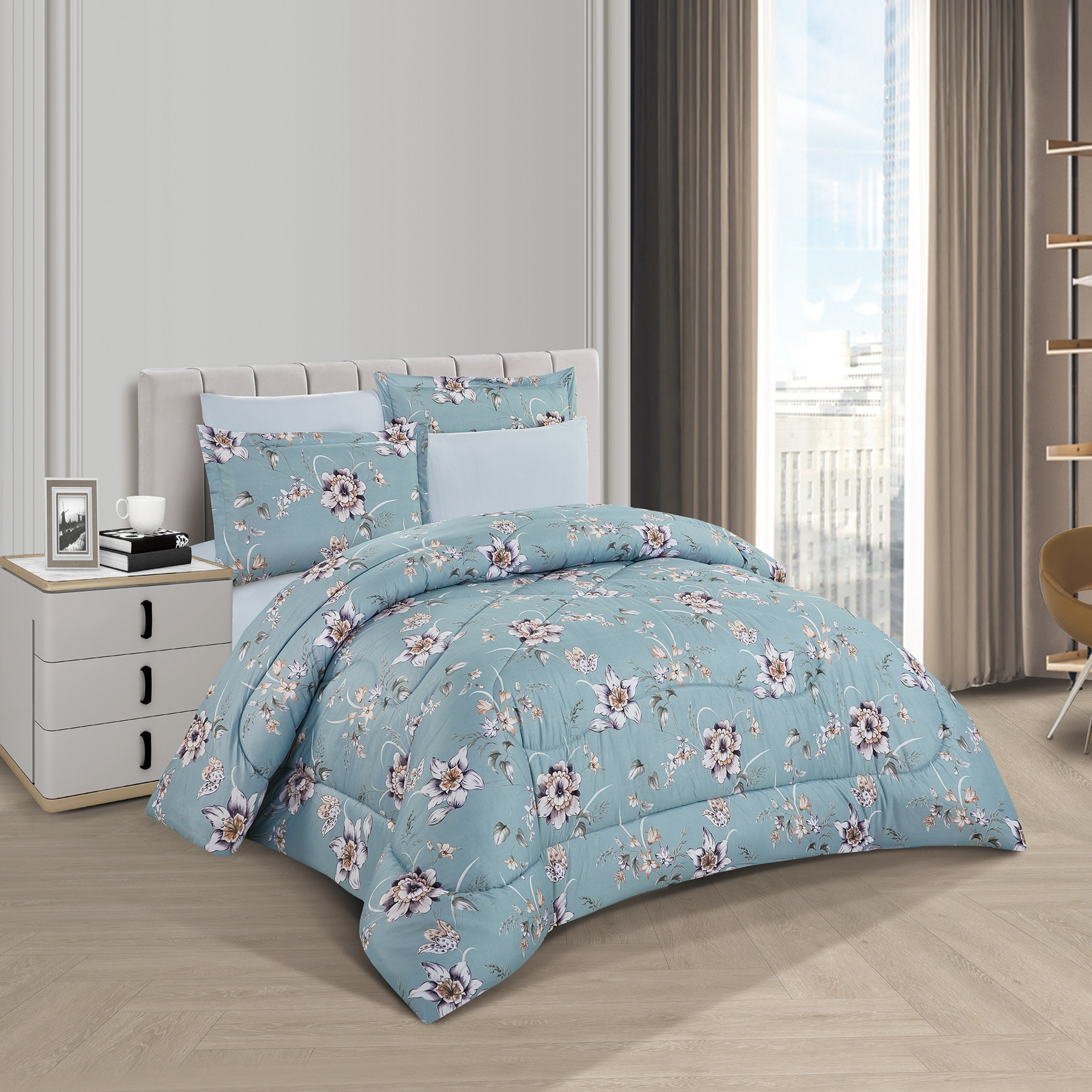 Floral Reversible Comforter King Set-household-bedding-comfortersandbedspreads-comforters-image-1