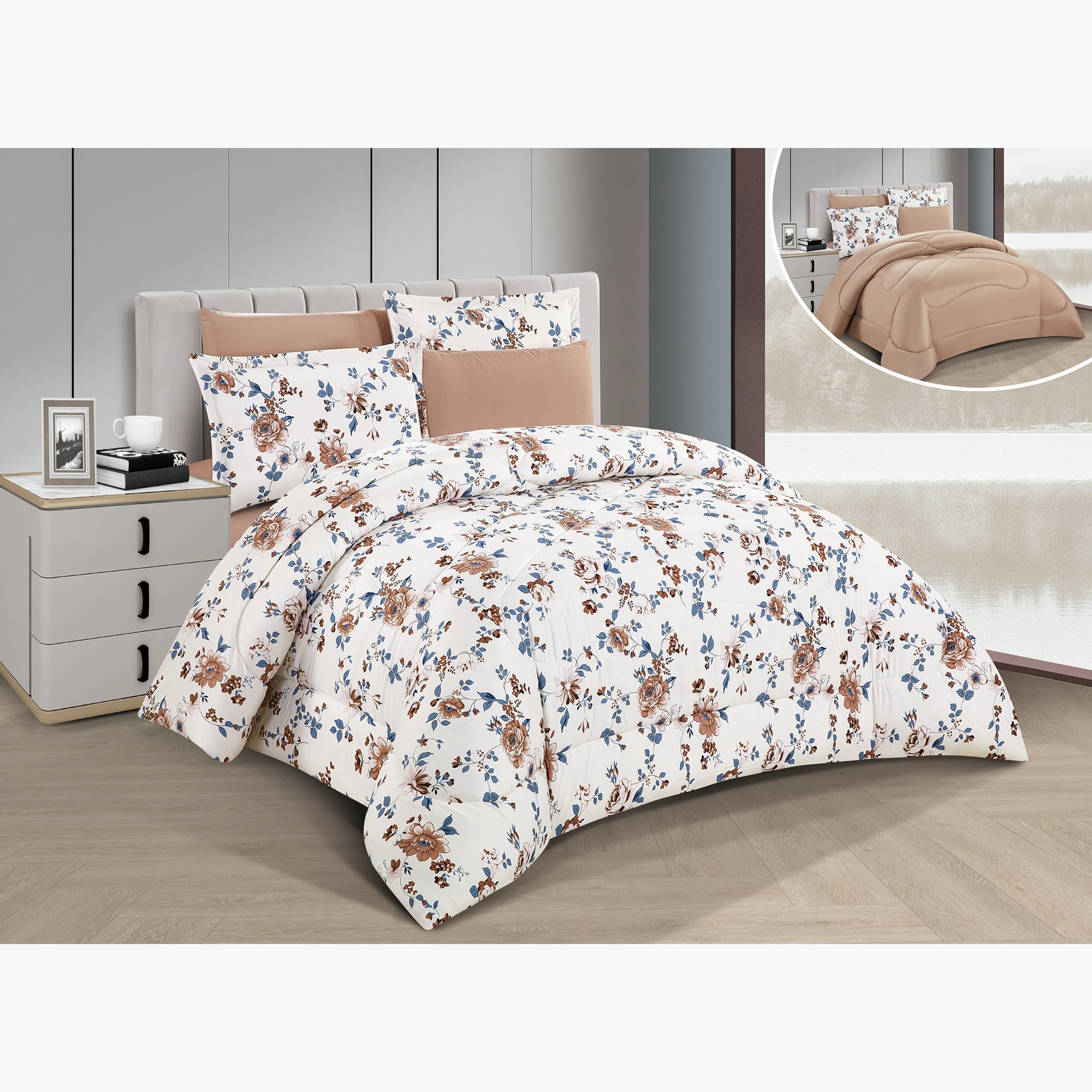 Floral Reversible Comforter King Set-household-bedding-comfortersandbedspreads-comforters-image-1