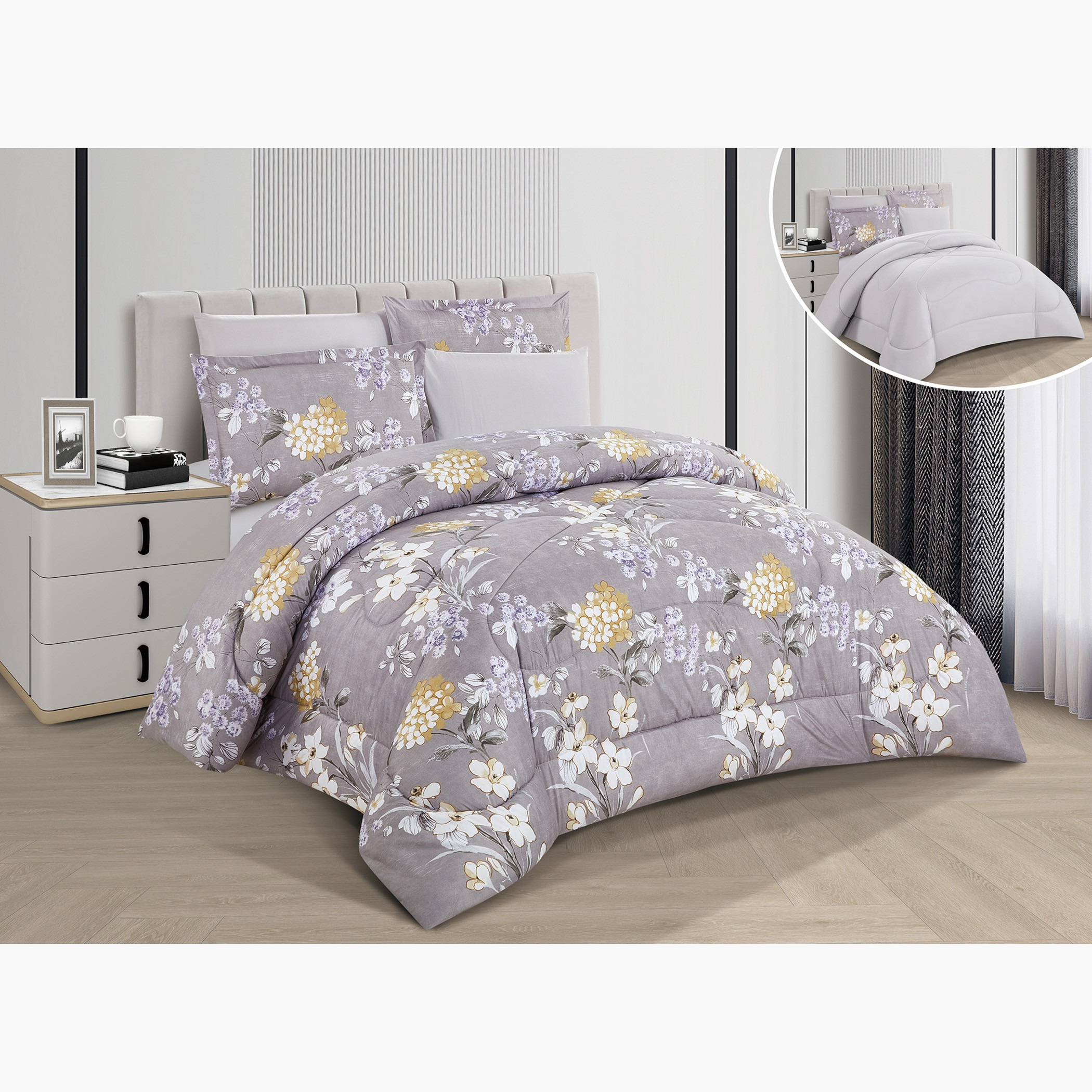 طقم لحاف ملكي بنقشة زهور قابل للعكس-household-bedding-comfortersandbedspreads-comforters-image-1