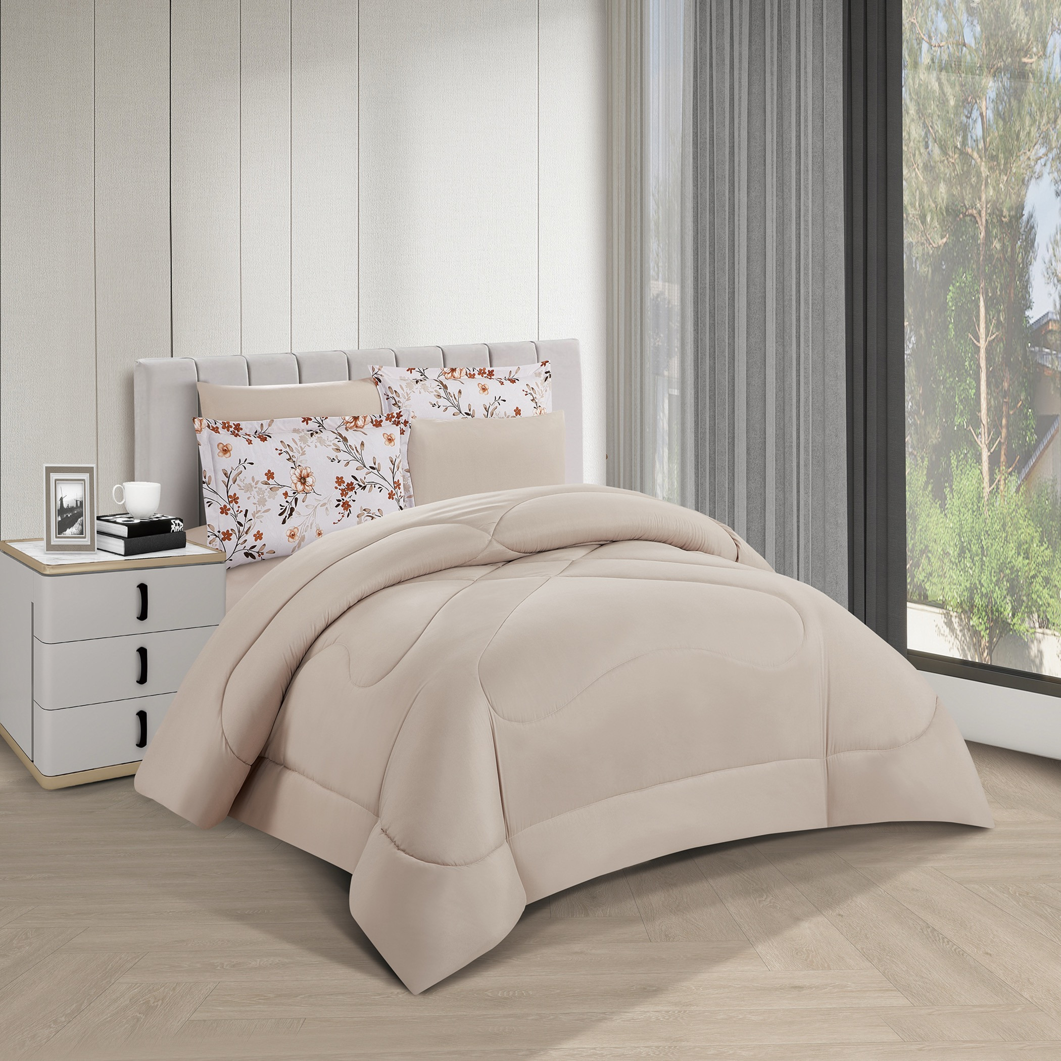 طقم لحاف مزهر قابل للوجهين مقاس كينغ-household-bedding-comfortersandbedspreads-comforters-image-3