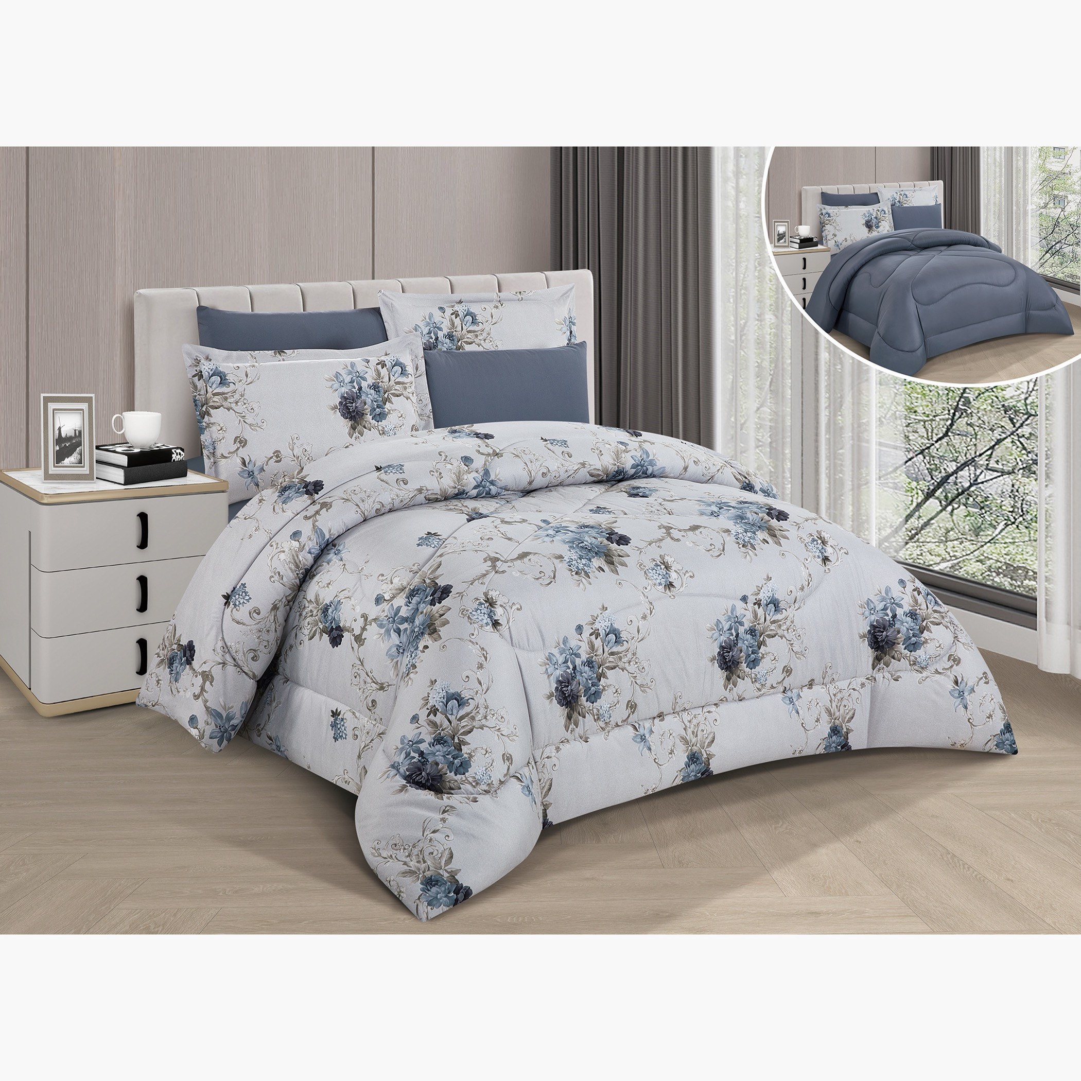 طقم لحاف مطبوع بزهور قابل للعكس-household-bedding-comfortersandbedspreads-comforters-image-1