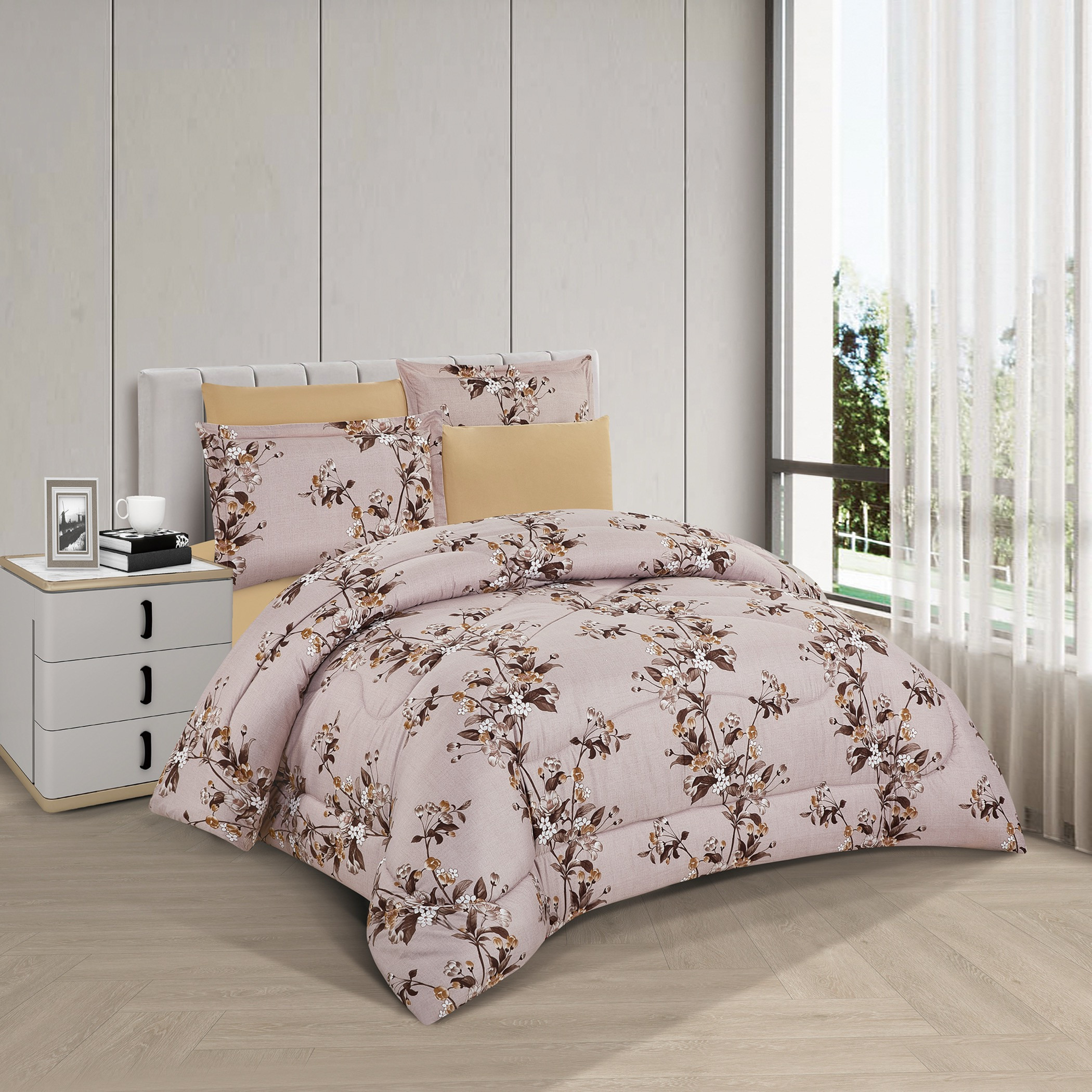 طقم لحاف ملكي قابل للعكس بنقشة زهور-household-bedding-comfortersandbedspreads-comforters-image-2