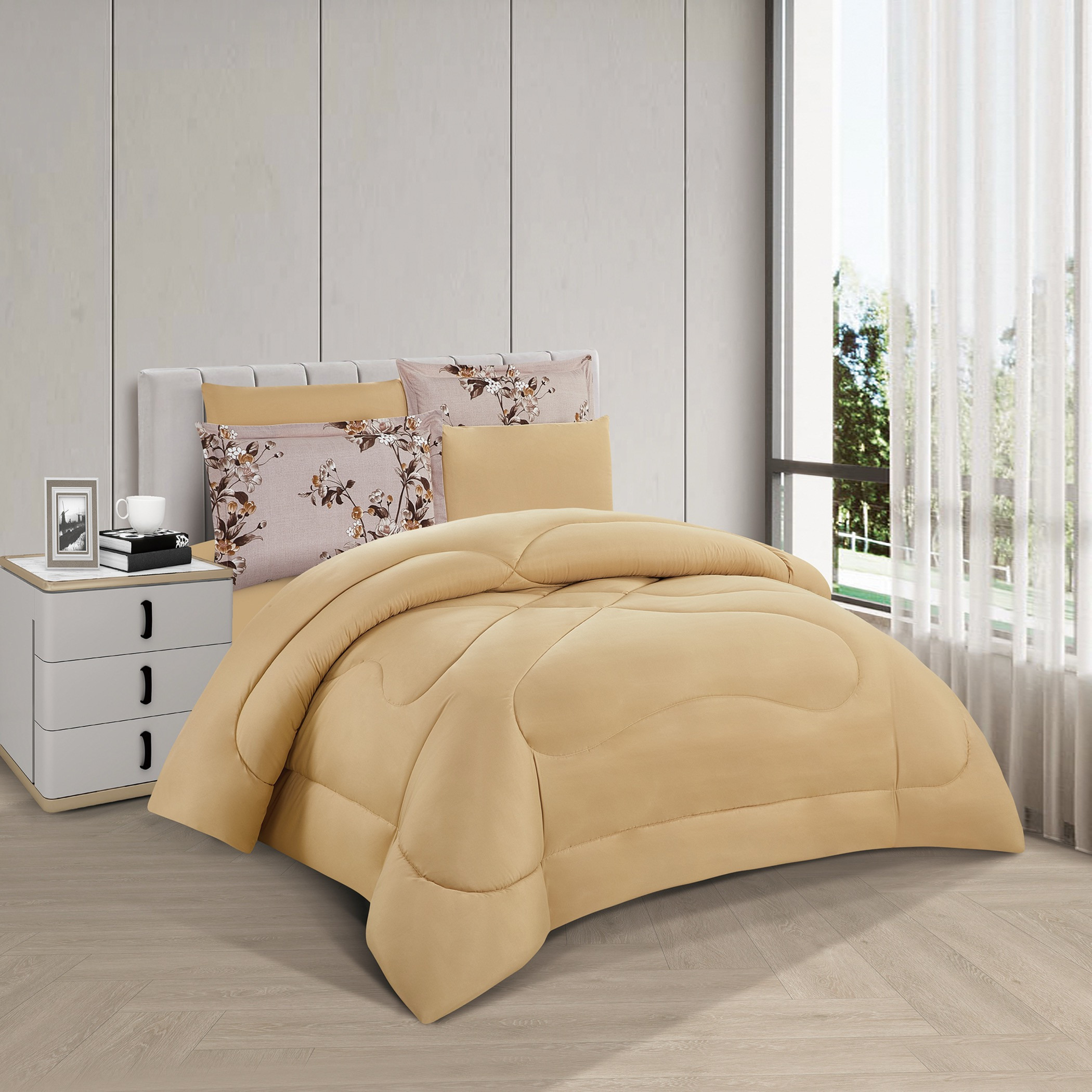 طقم لحاف ملكي قابل للعكس بنقشة زهور-household-bedding-comfortersandbedspreads-comforters-image-3