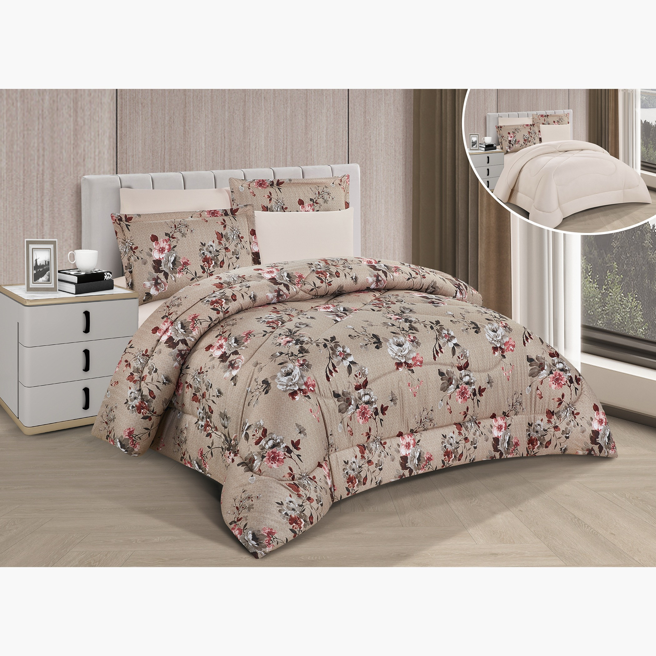 طقم لحاف ملكي قابل للعكس بنقشة زهور-household-bedding-comfortersandbedspreads-comforters-image-7