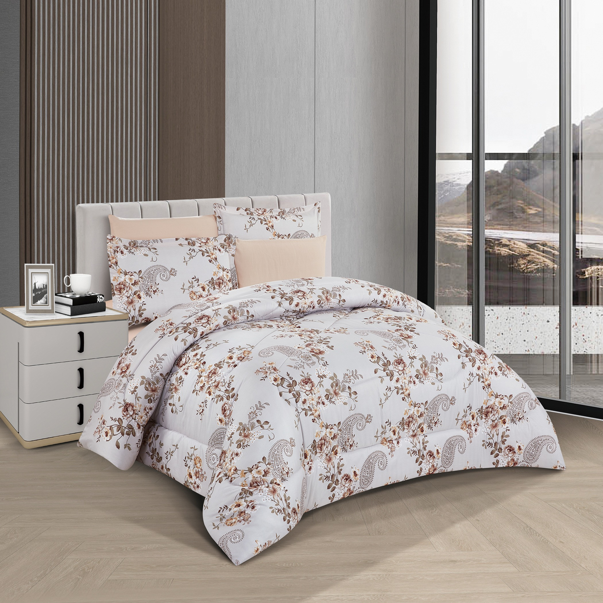 طقم لحاف ملكي قابل للعكس بنقشة زهور-household-bedding-comfortersandbedspreads-comforters-image-2