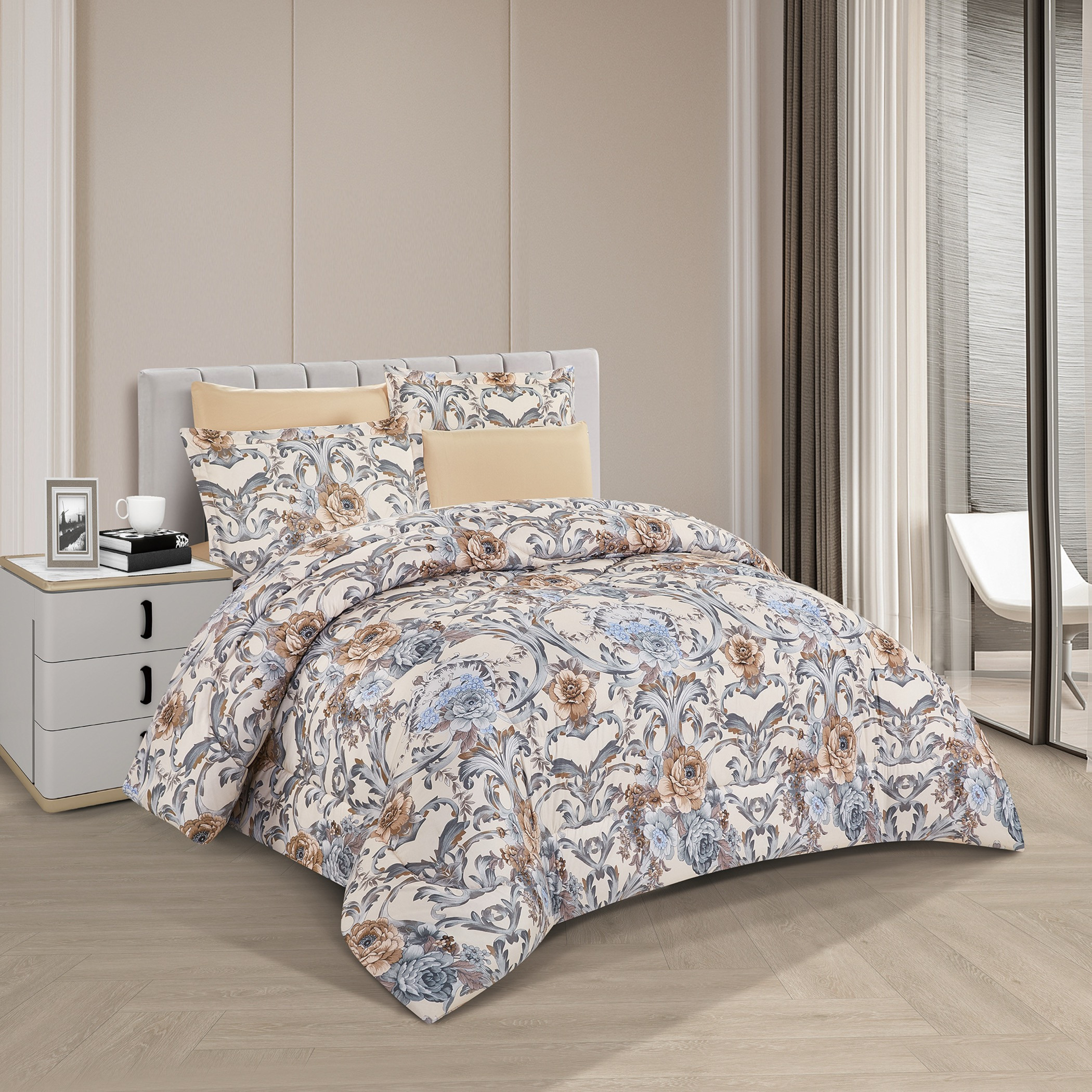 Floral Reversible Comforter Twin Set-household-bedding-comfortersandbedspreads-comforters-image-1