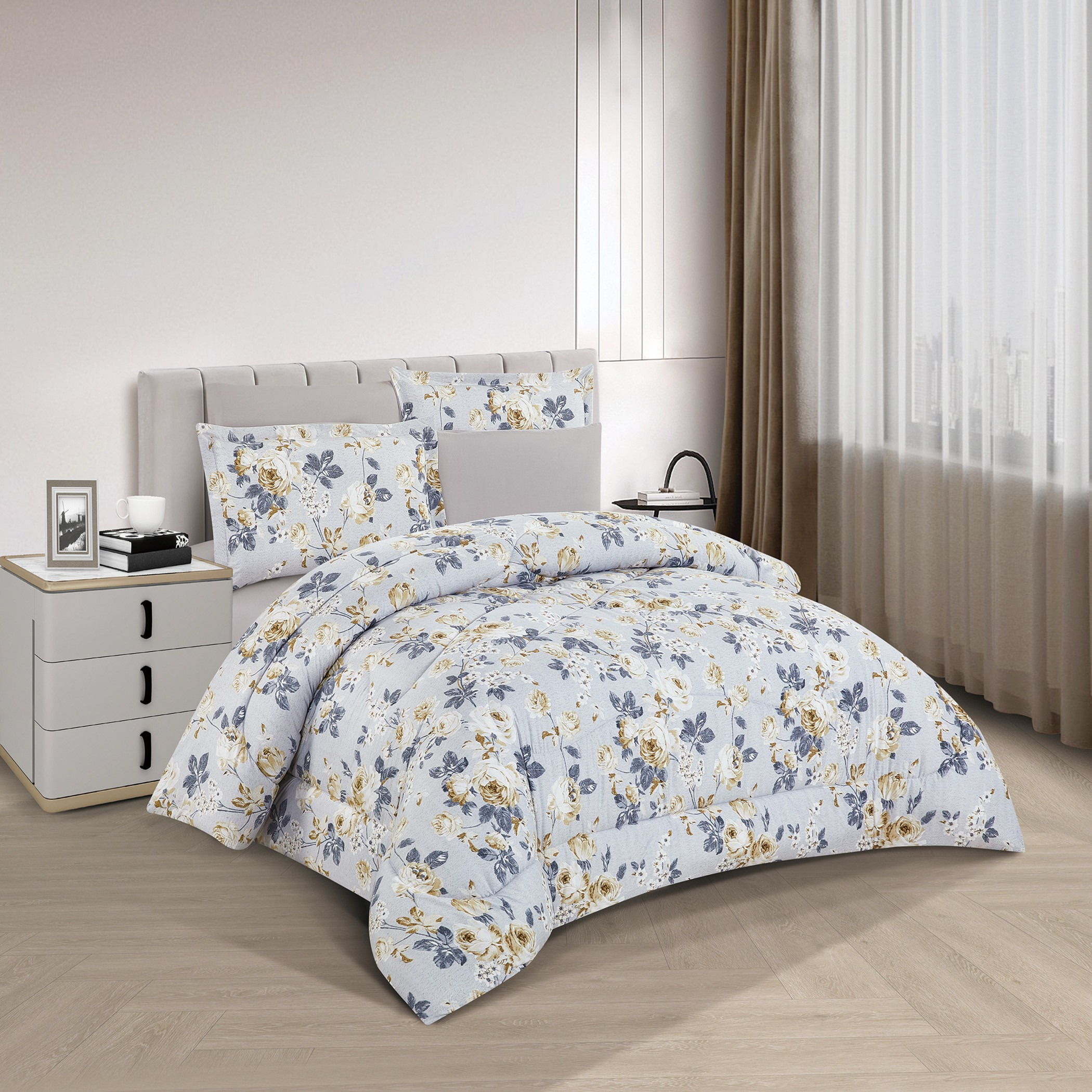 Floral Reversible Comforter Twin Set-household-bedding-comfortersandbedspreads-comforters-image-1