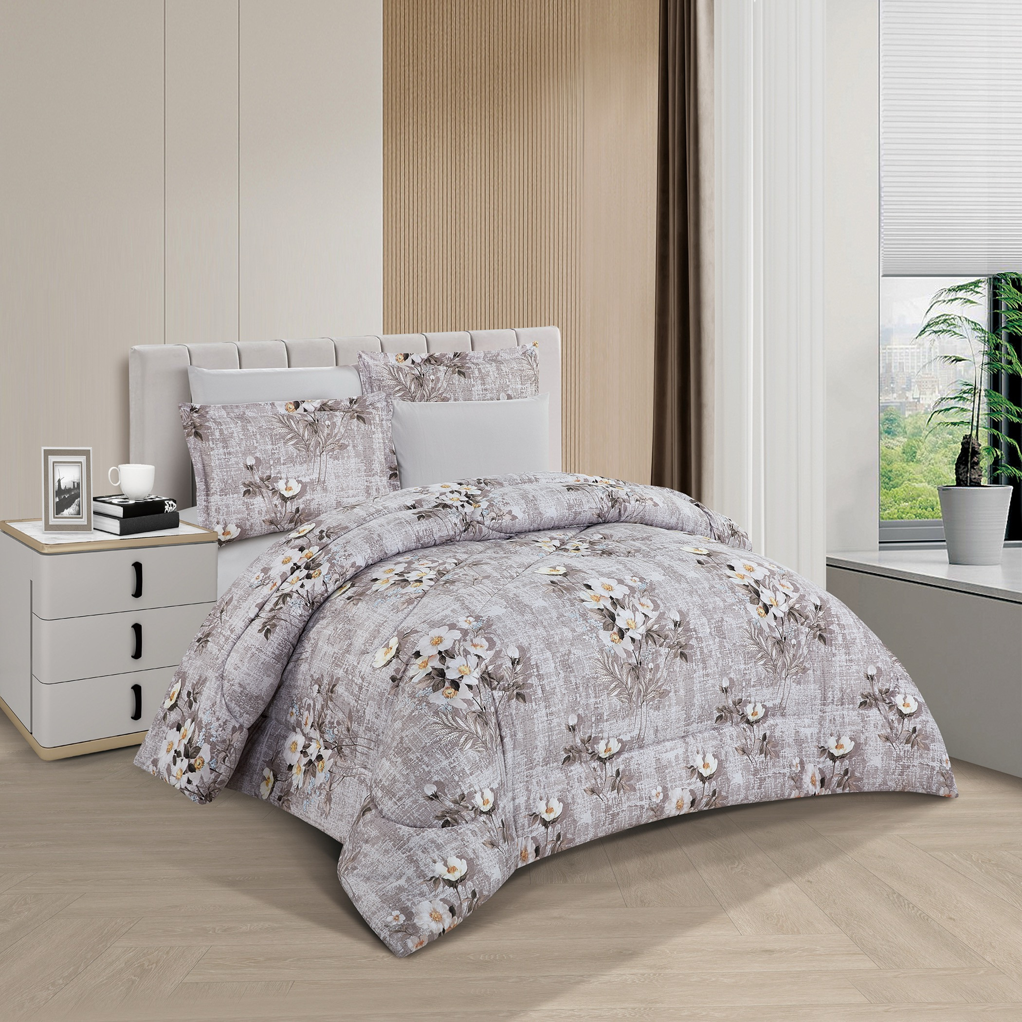 Floral Reversible Comforter Twin Set-household-bedding-comfortersandbedspreads-comforters-image-1