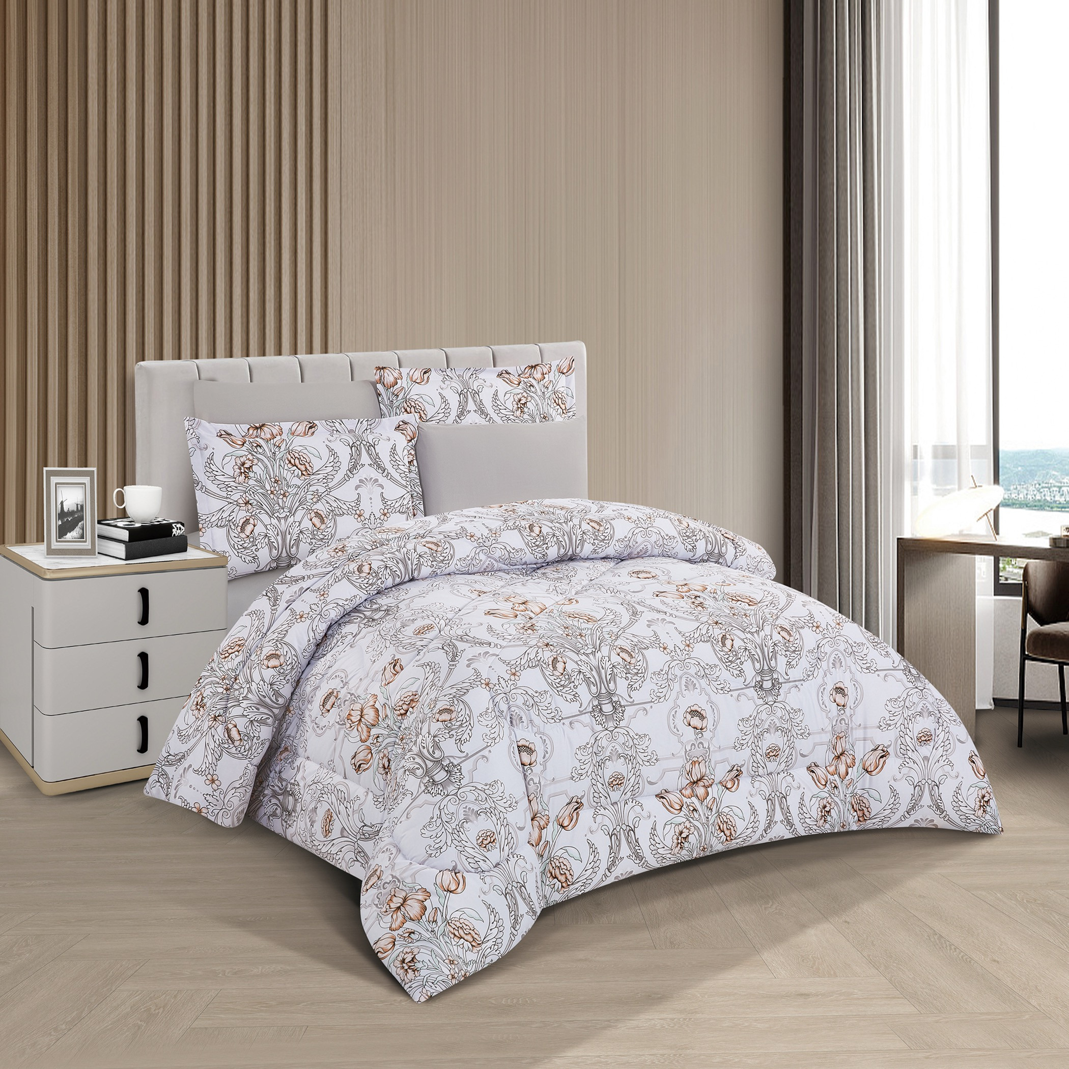 Floral Printed Reversible Comforter Set-household-bedding-comfortersandbedspreads-comforters-image-1