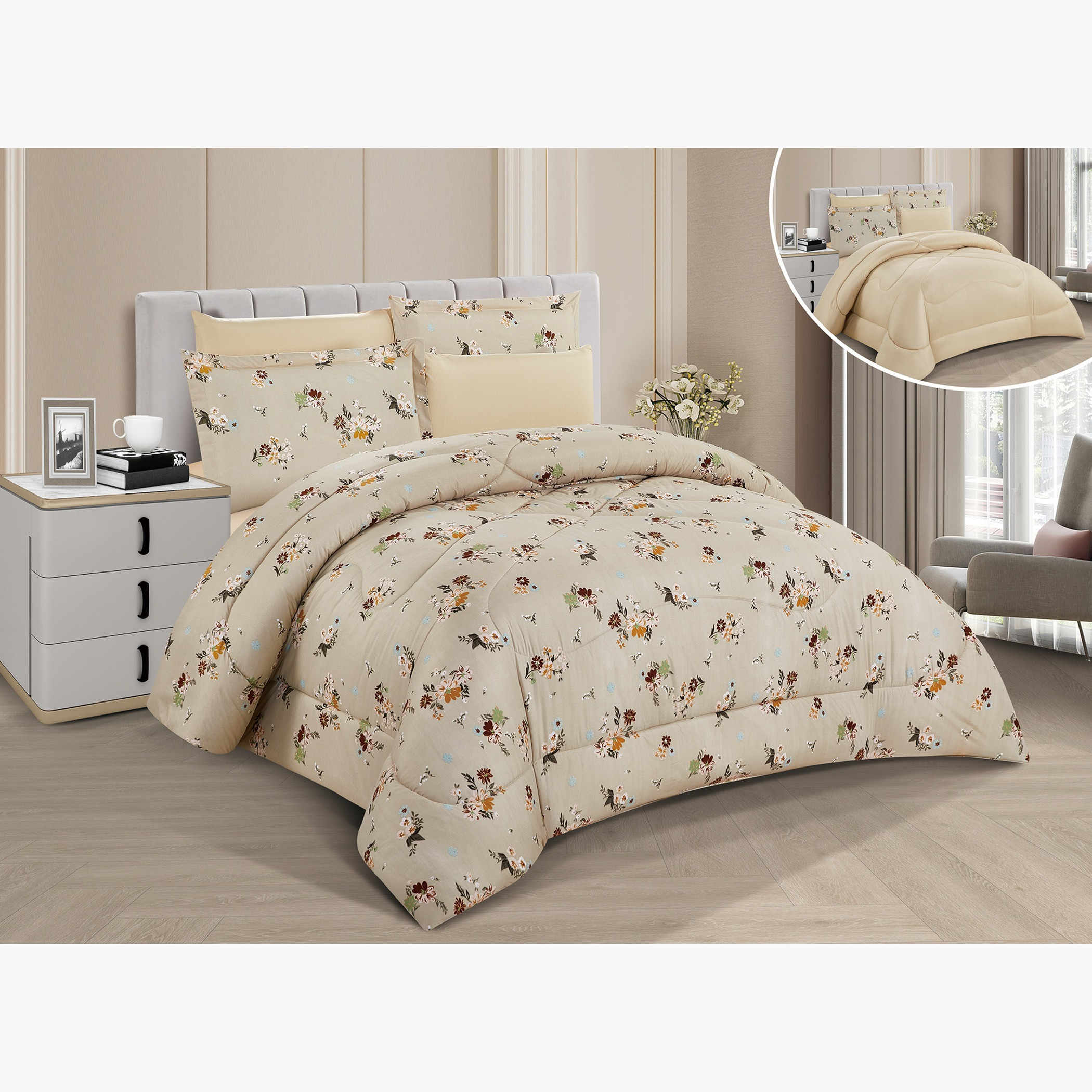 طقم لحاف مزهر مزدوج قابل للعكس-household-bedding-comfortersandbedspreads-comforters-image-1