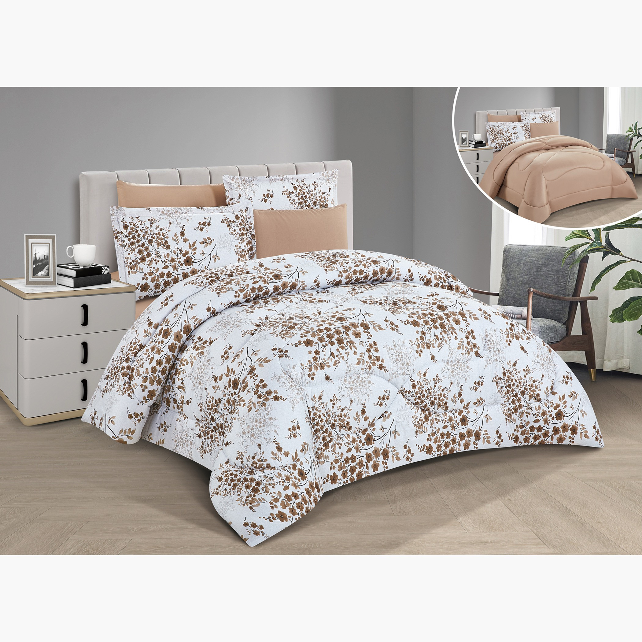 Floral Printed Reversible Comforter Set-household-bedding-comfortersandbedspreads-comforters-image-1