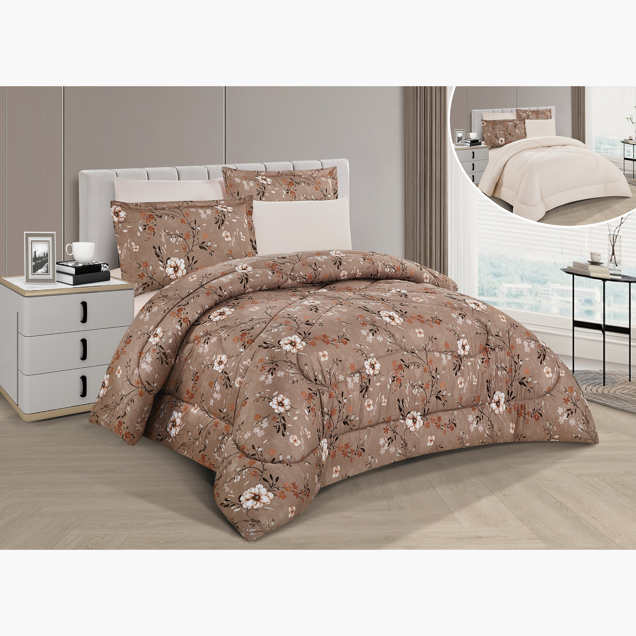 Floral Printed Reversible Comforter Set-household-bedding-comfortersandbedspreads-comforters-image-1