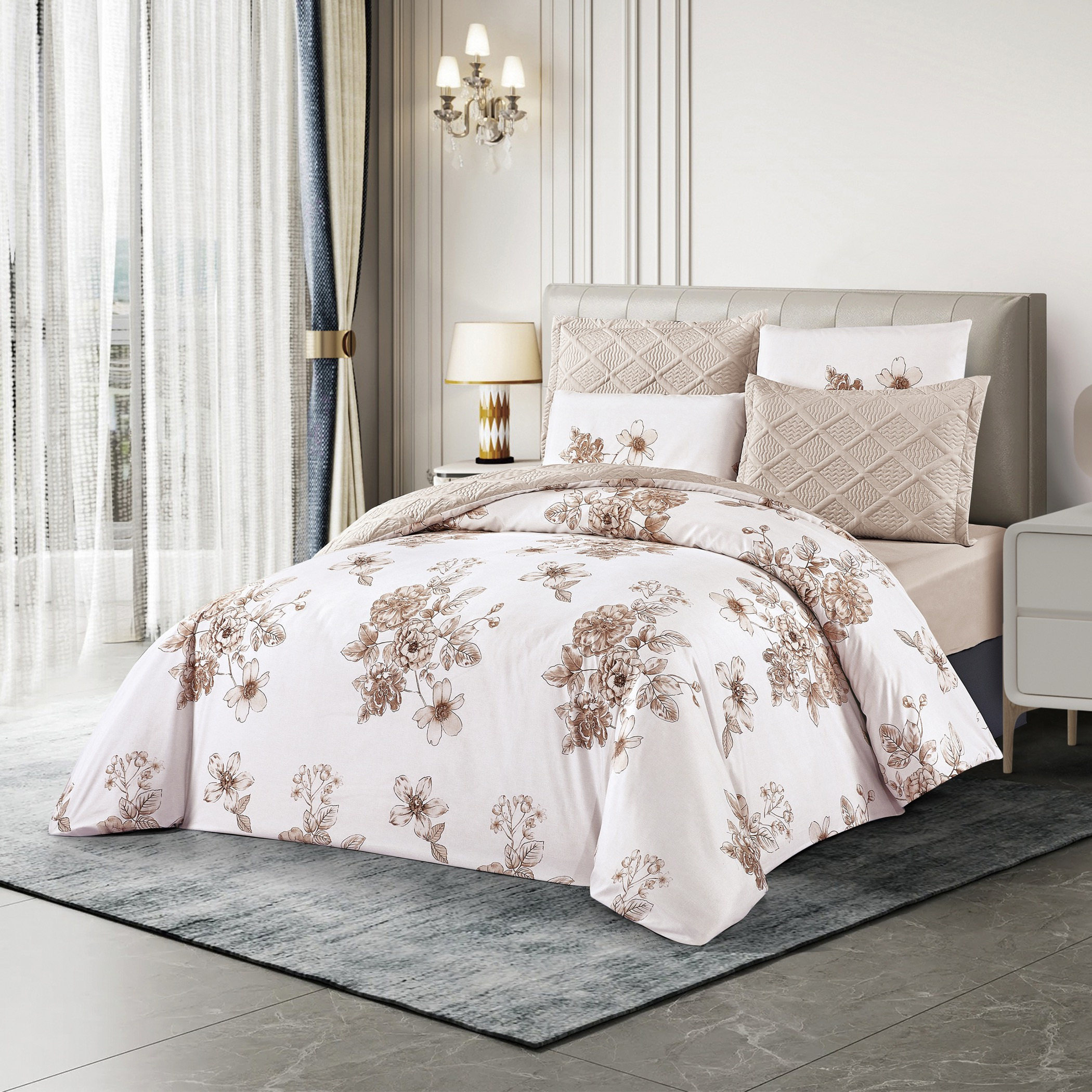 Floral Reversible Comforter Set-household-bedding-comfortersandbedspreads-comforters-image-1