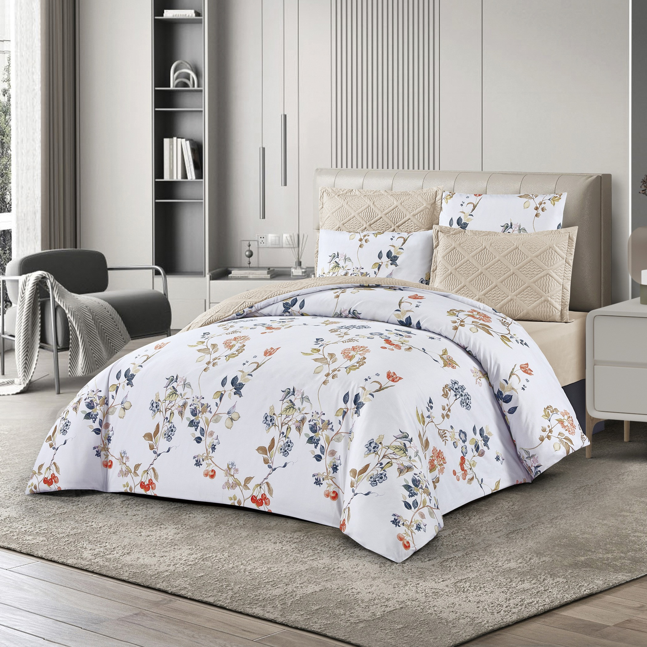 Floral Reversible Comforter King Set-household-bedding-comfortersandbedspreads-comforters-image-1
