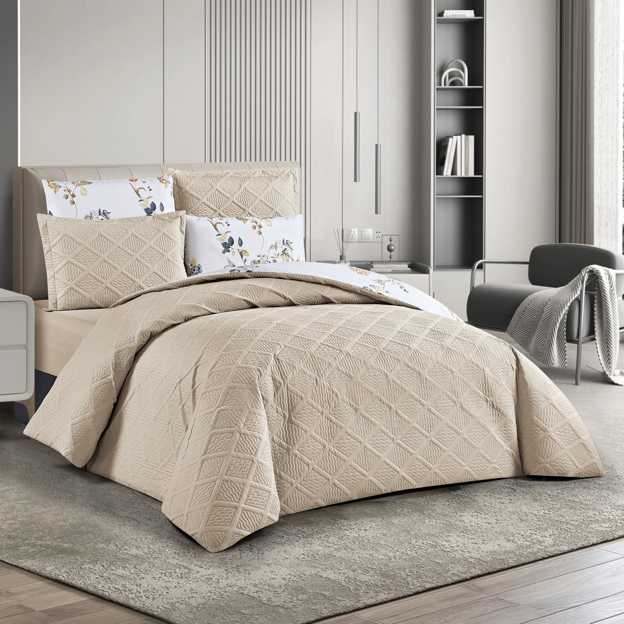 Floral Reversible Comforter King Set-household-bedding-comfortersandbedspreads-comforters-image-2