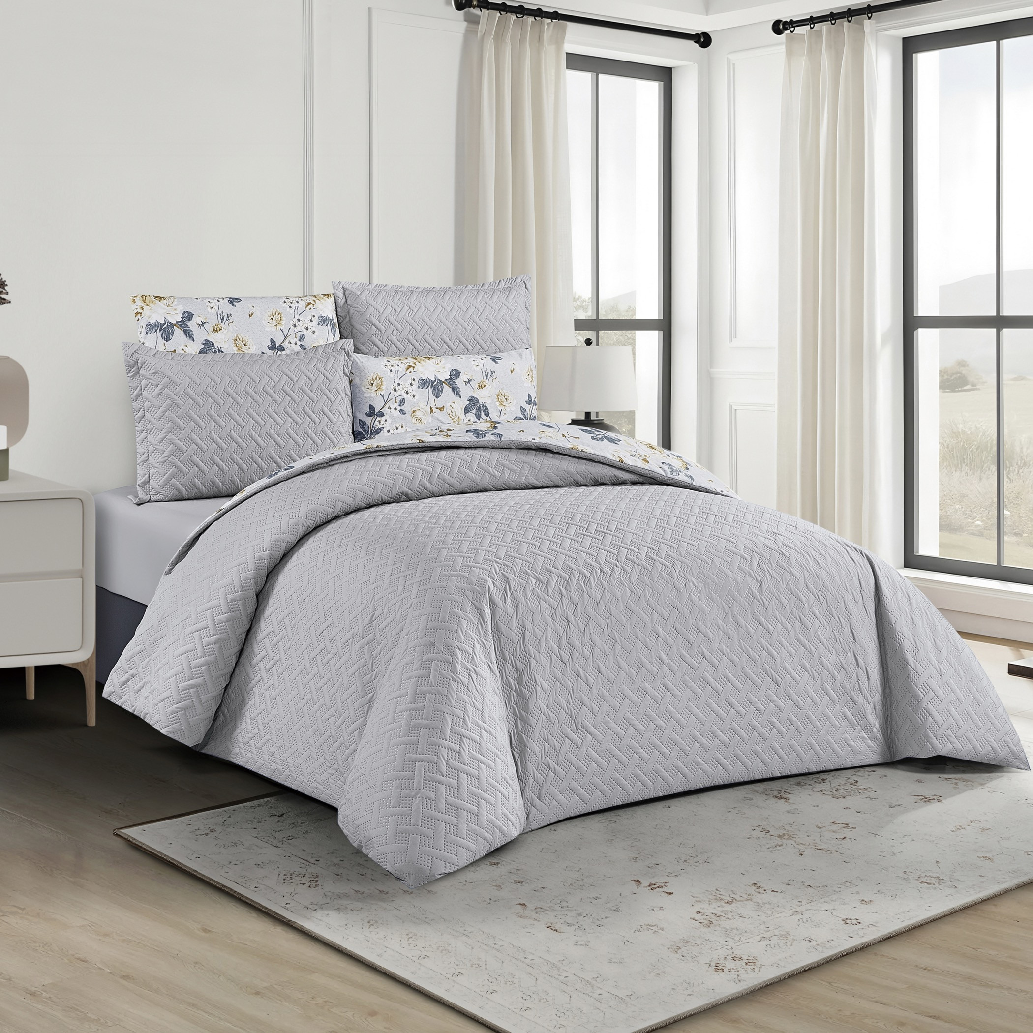 Floral Reversible Comforter King Set-household-bedding-comfortersandbedspreads-comforters-image-2
