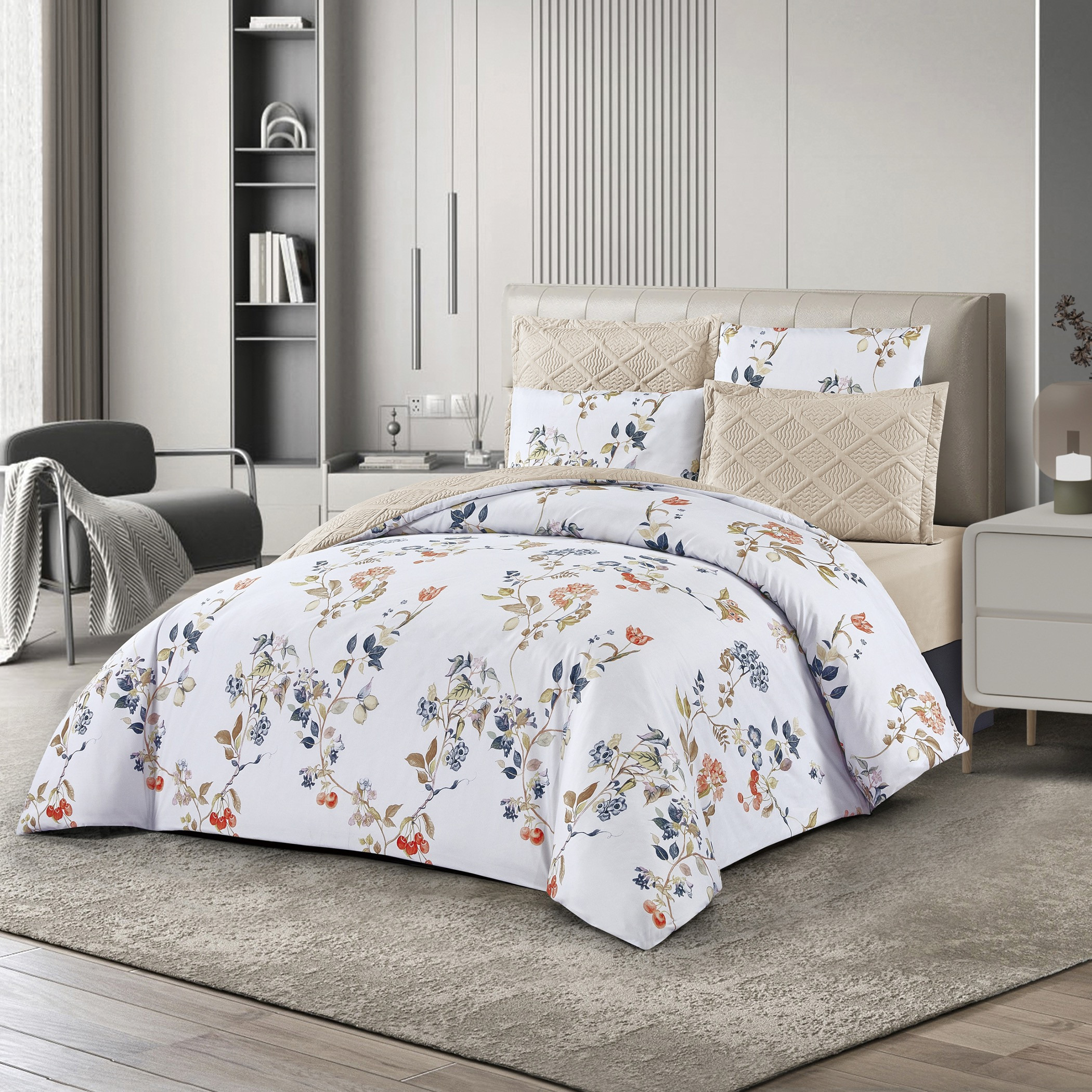 طقم لحاف توأم بزهور قابل للعكس-household-bedding-comfortersandbedspreads-comforters-image-1