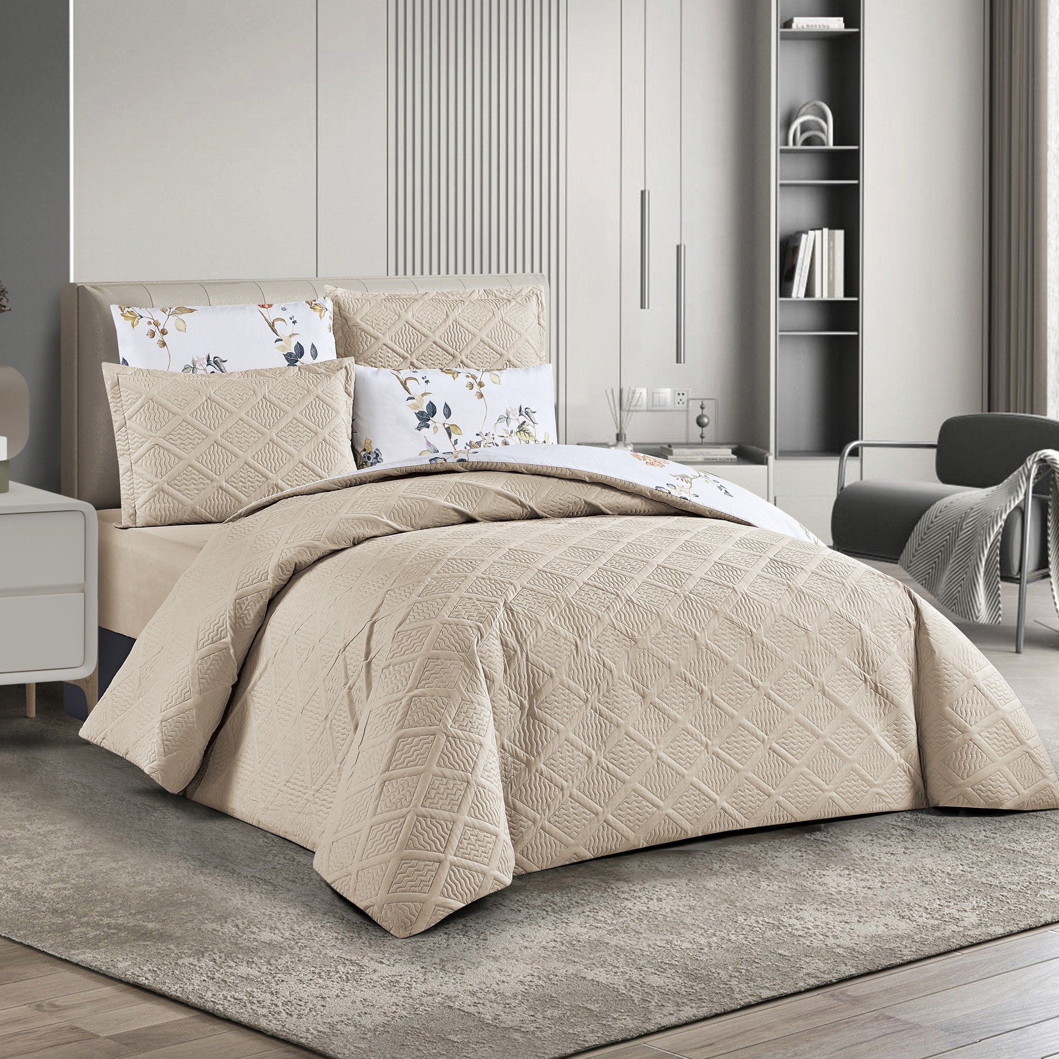طقم لحاف توأم بزهور قابل للعكس-household-bedding-comfortersandbedspreads-comforters-image-2