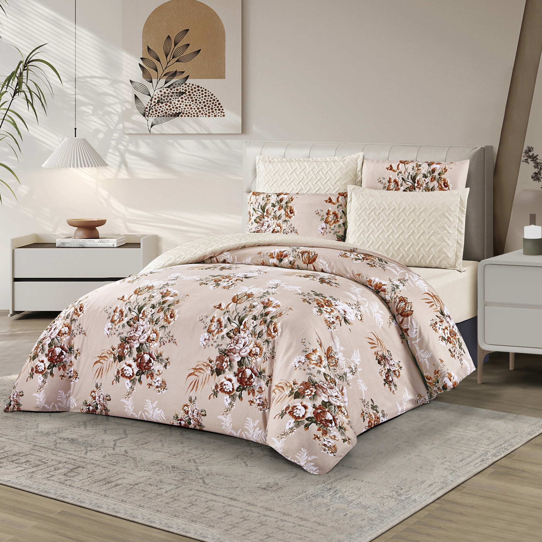 طقم لحاف مزهر قابل للعكس-household-bedding-comfortersandbedspreads-comforters-image-1
