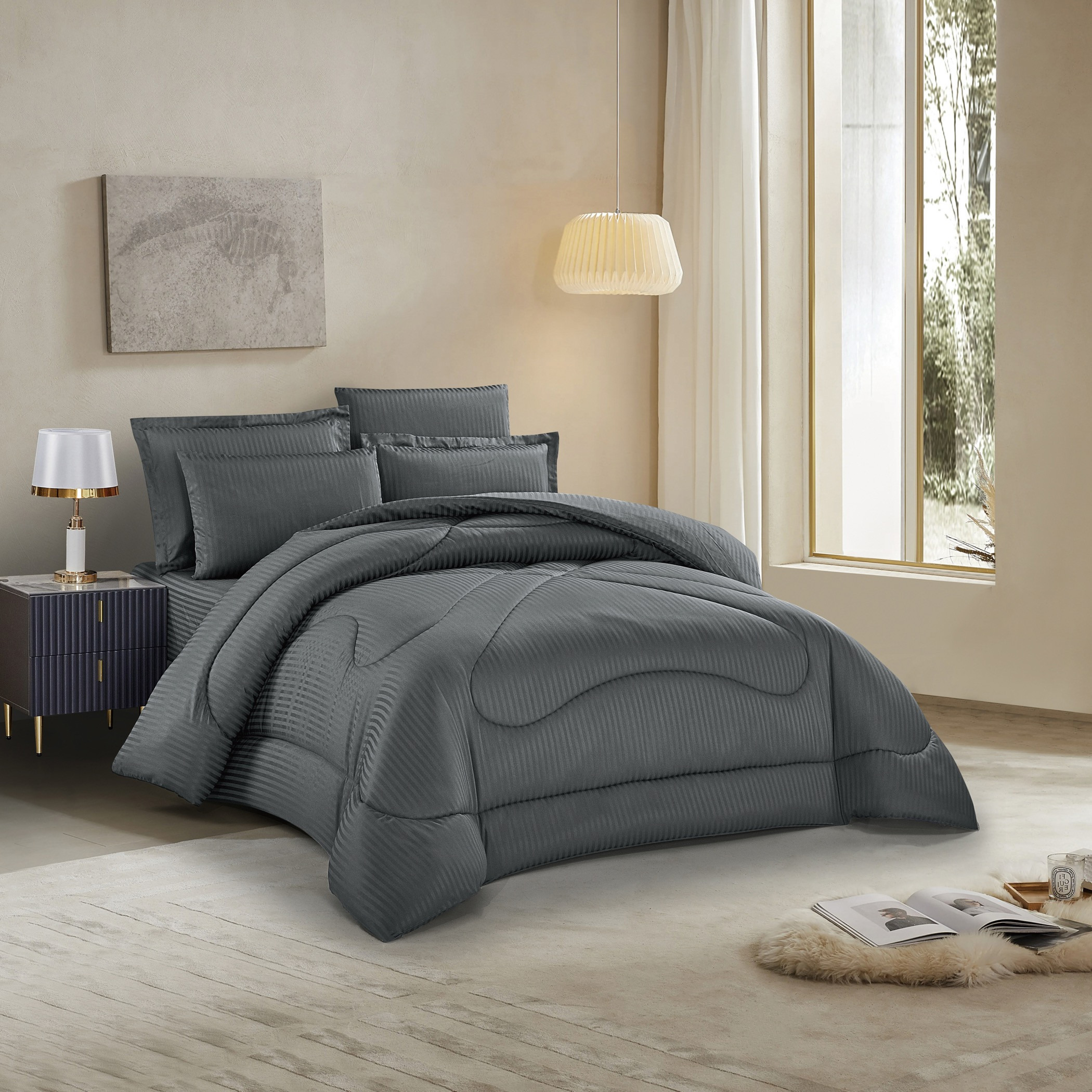 طقم لحاف مخطط كينج ست قطع-household-bedding-comfortersandbedspreads-comforters-image-2
