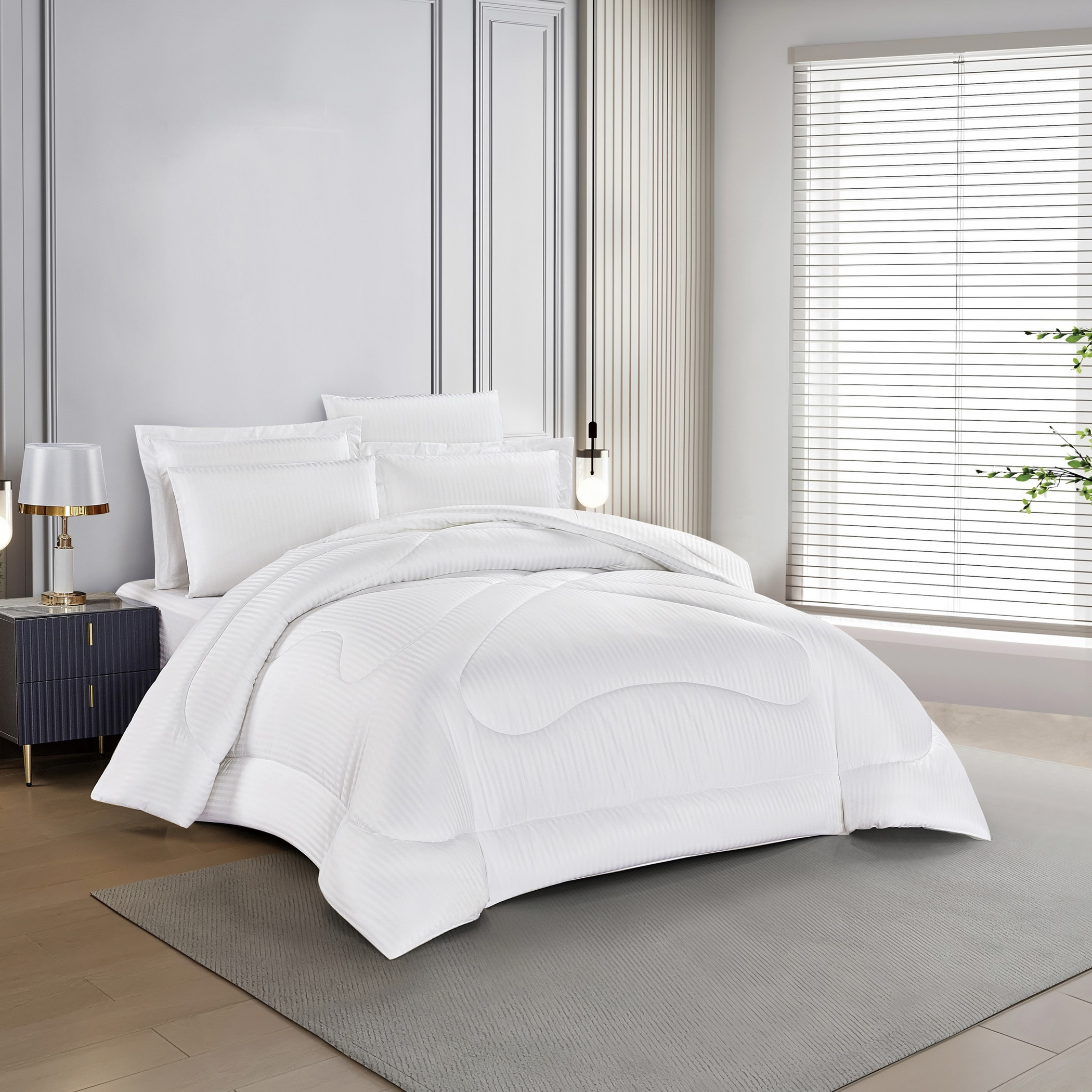White Striped Comforter Set-household-bedding-comfortersandbedspreads-comforters-image-2
