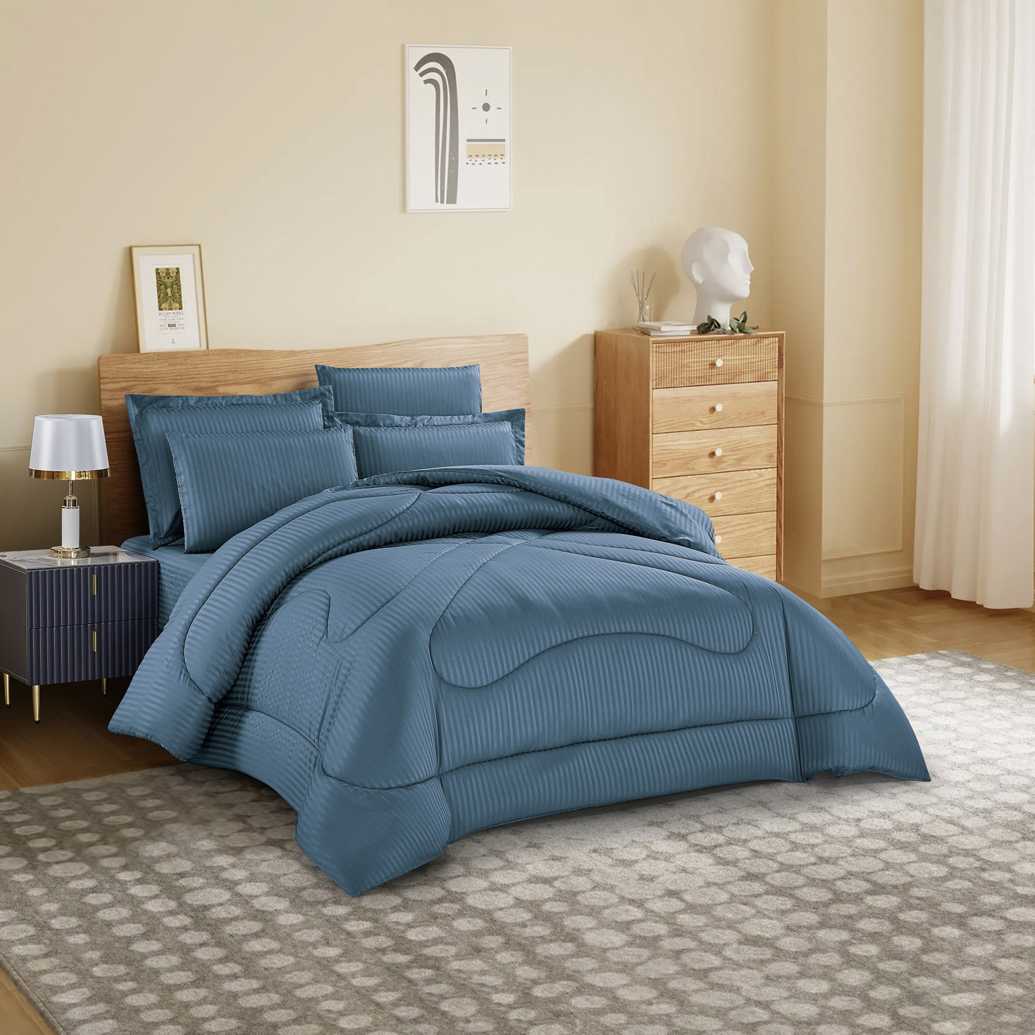 طقم لحاف مخطط أزرق-household-bedding-comfortersandbedspreads-comforters-image-2