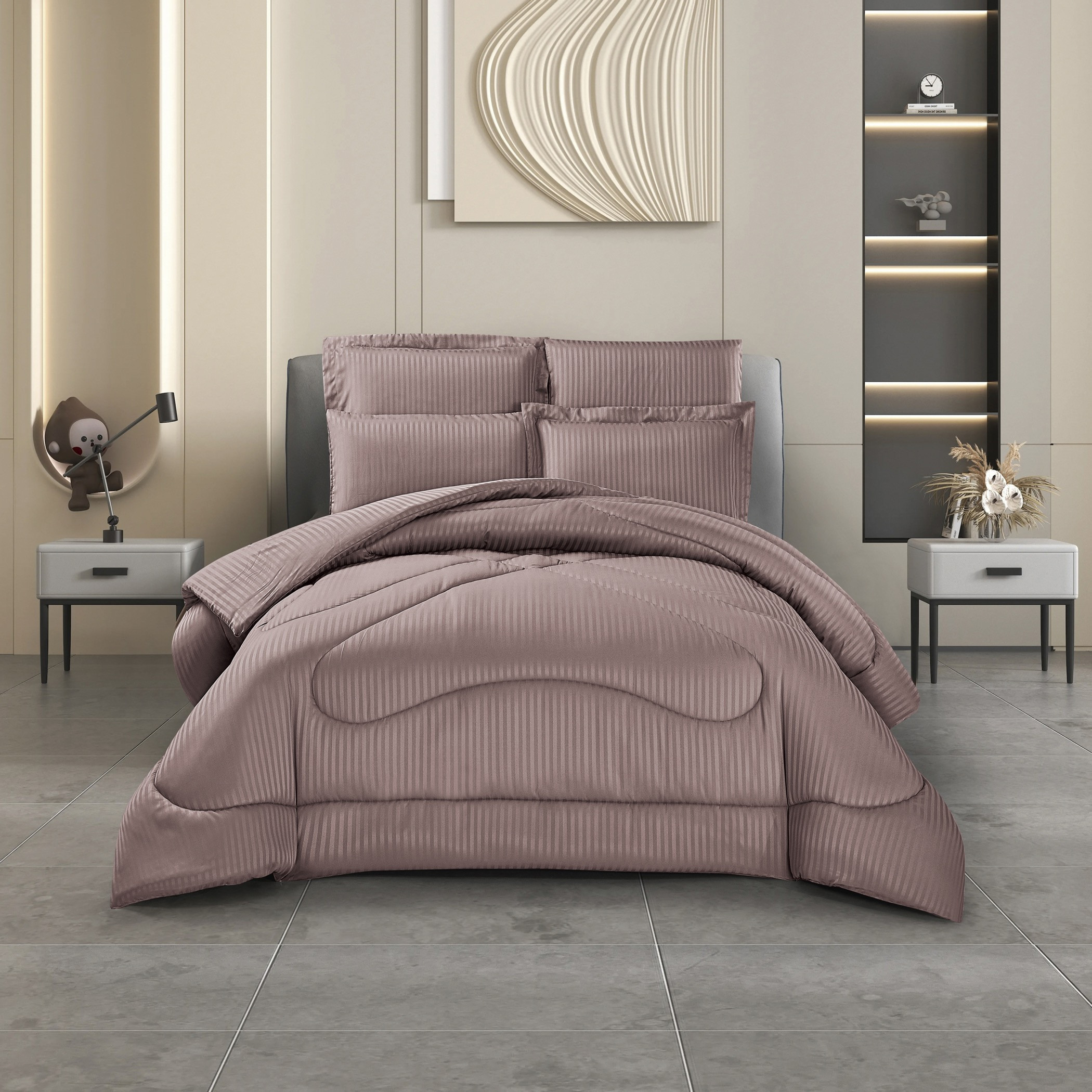 Striped Comforter Set Pink-household-bedding-comfortersandbedspreads-comforters-image-1