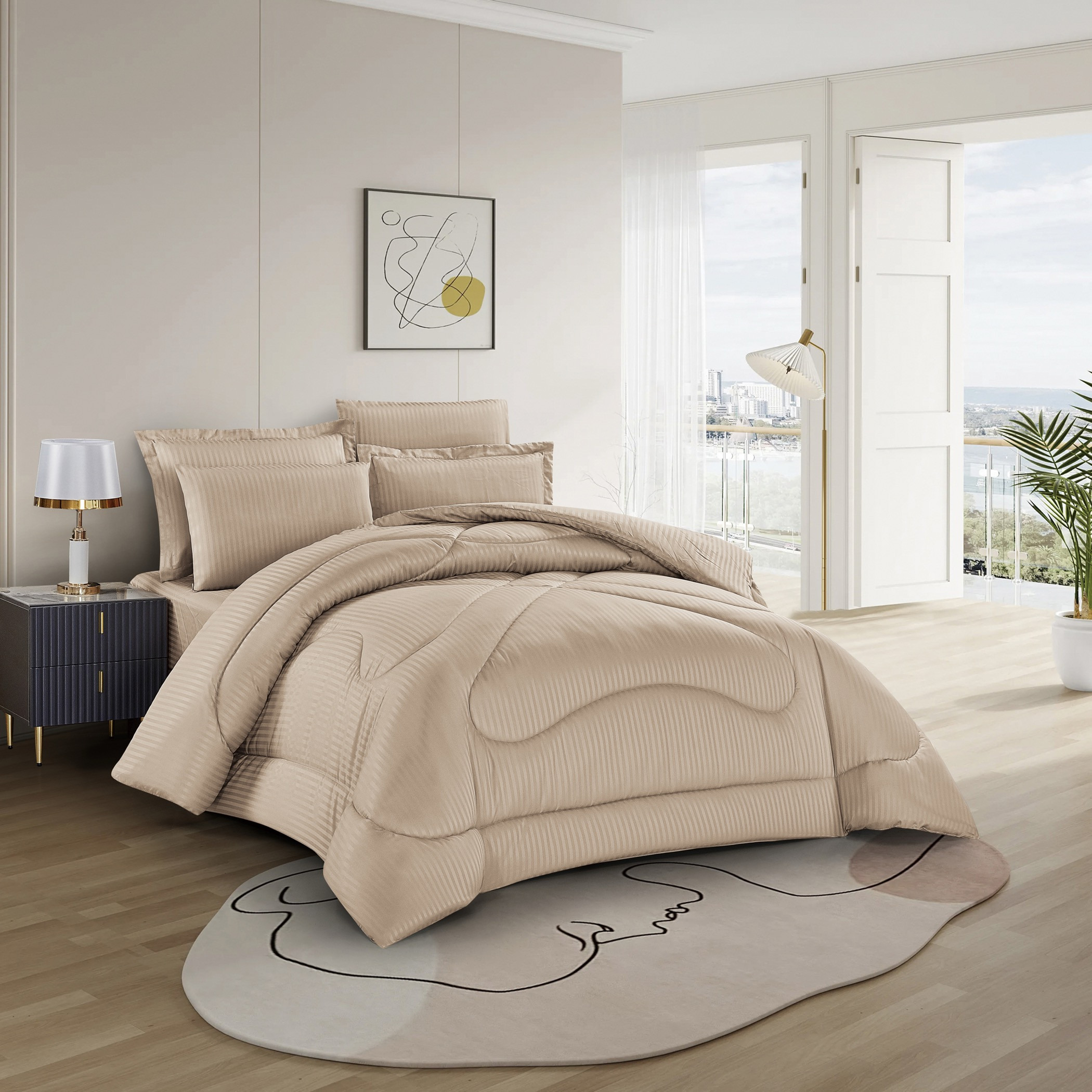 طقم لحاف مخطط توأم من أربع قطع-household-bedding-comfortersandbedspreads-comforters-image-2