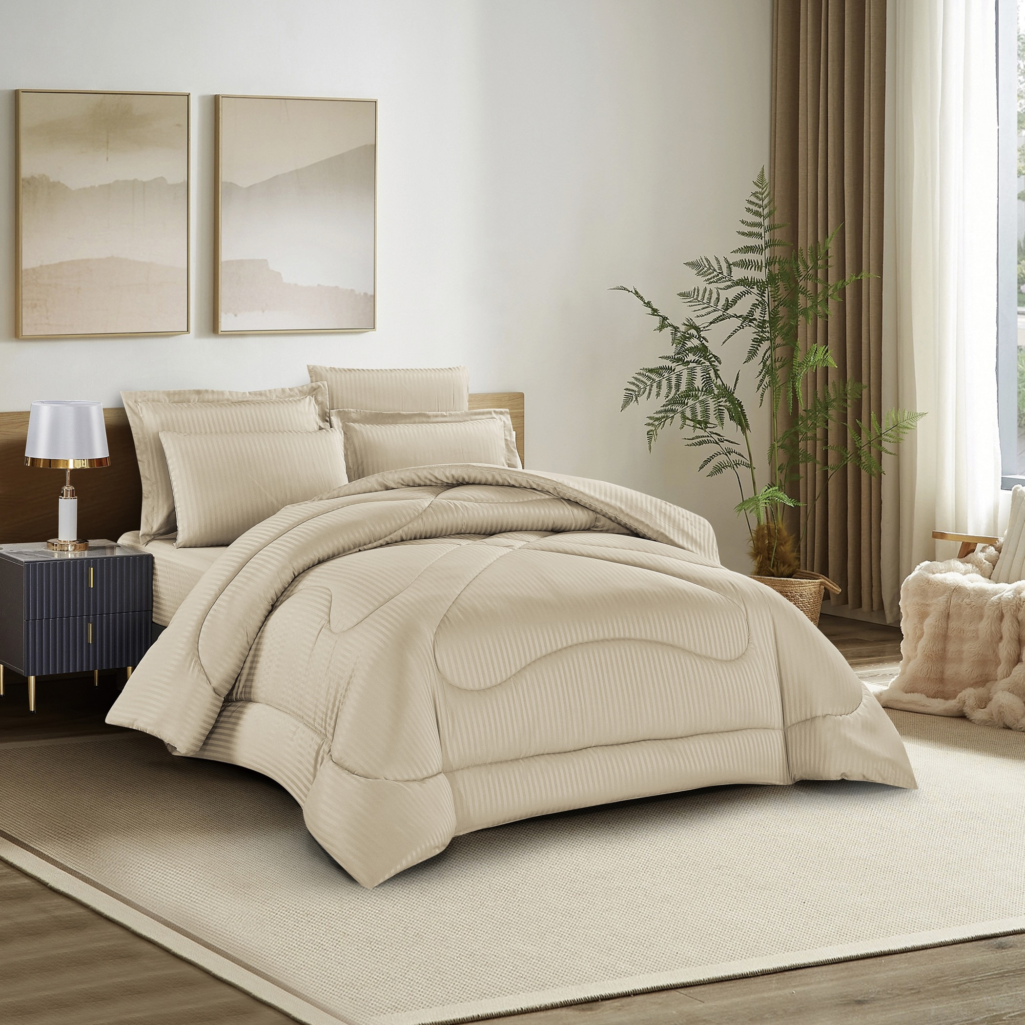 طقم لحاف مخطط بيج-household-bedding-comfortersandbedspreads-comforters-image-2