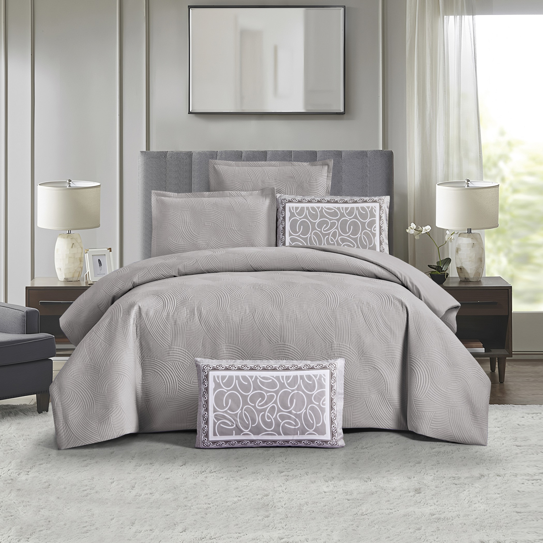 طقم لحاف منقوش رمادي-household-bedding-comfortersandbedspreads-comforters-image-1