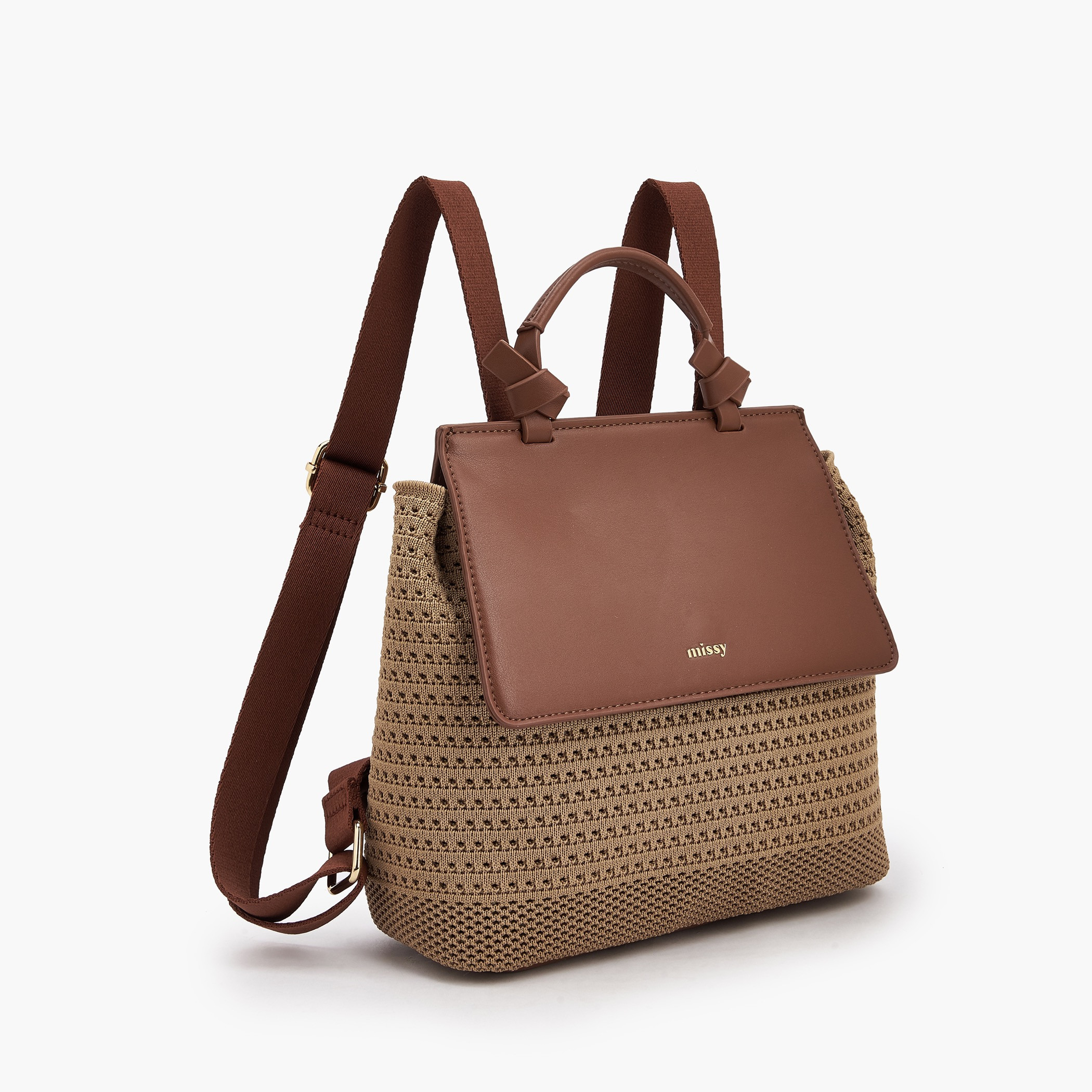 Missy Textured Backpack with Flap Closure-women-bagsandwallets-backpacks-image-2