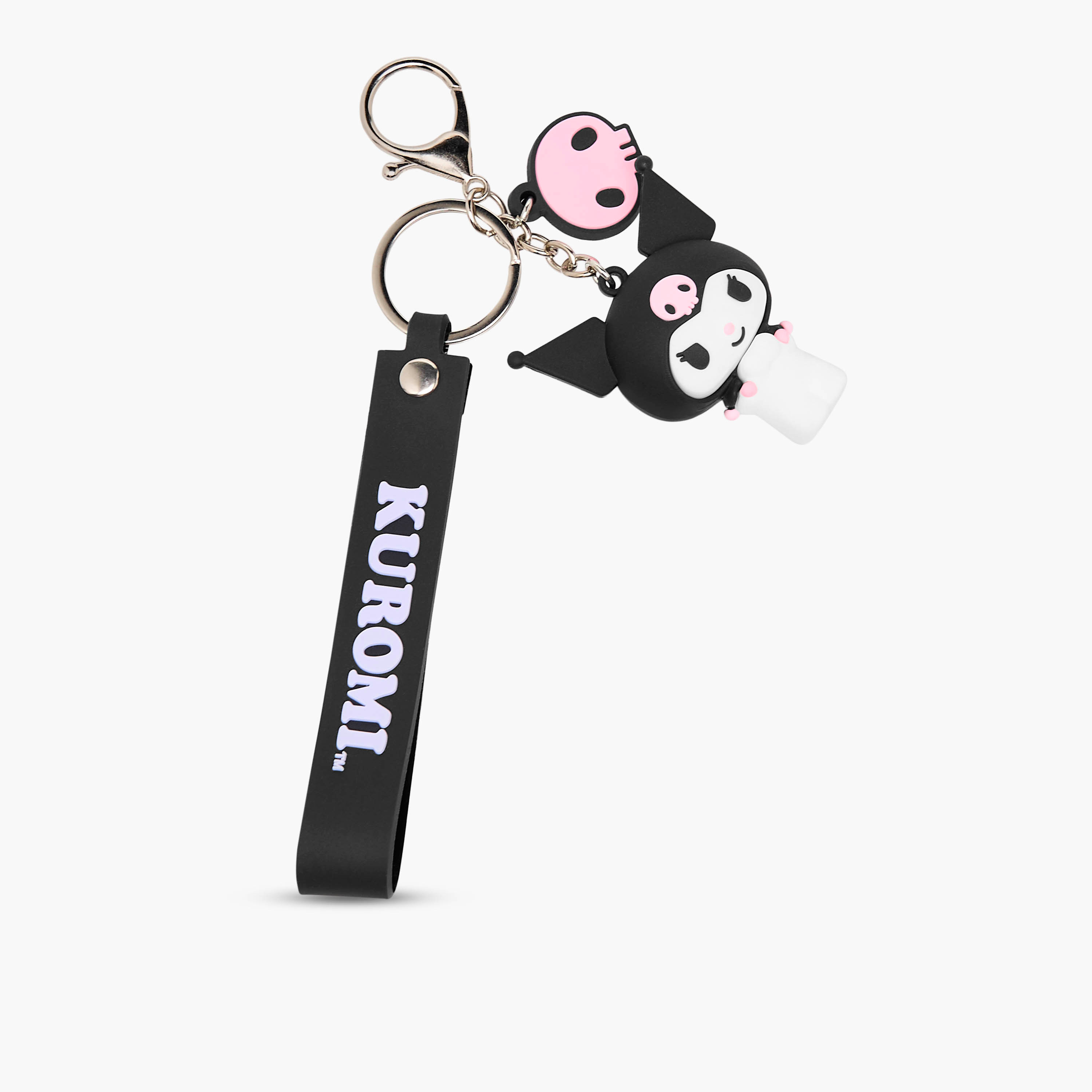 Kuromi Keychain with Charm Detail-girls-accessories-keyringsandbagcharms-image-2