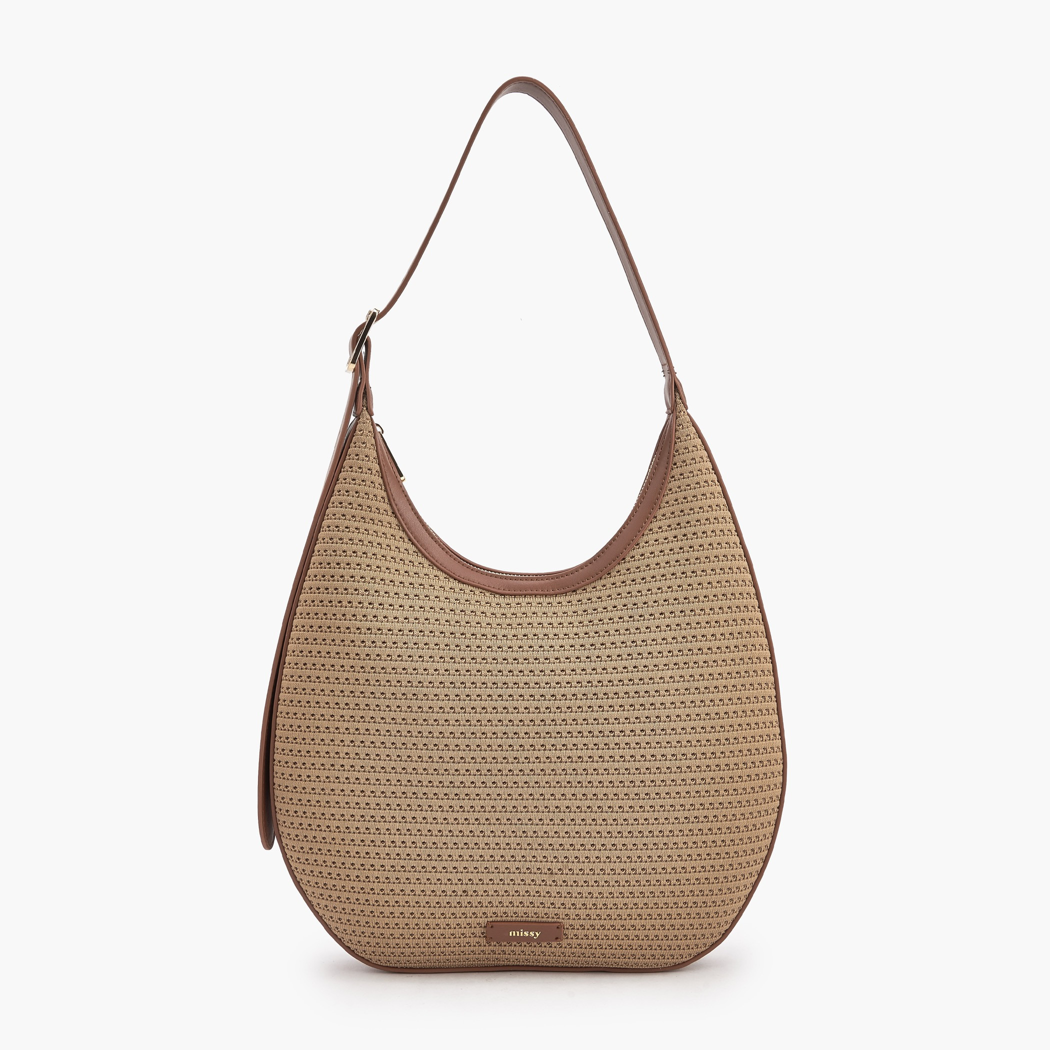 Missy Textured Shoulder Bag with Zip Closure-women-bagsandwallets-handbags-image-1