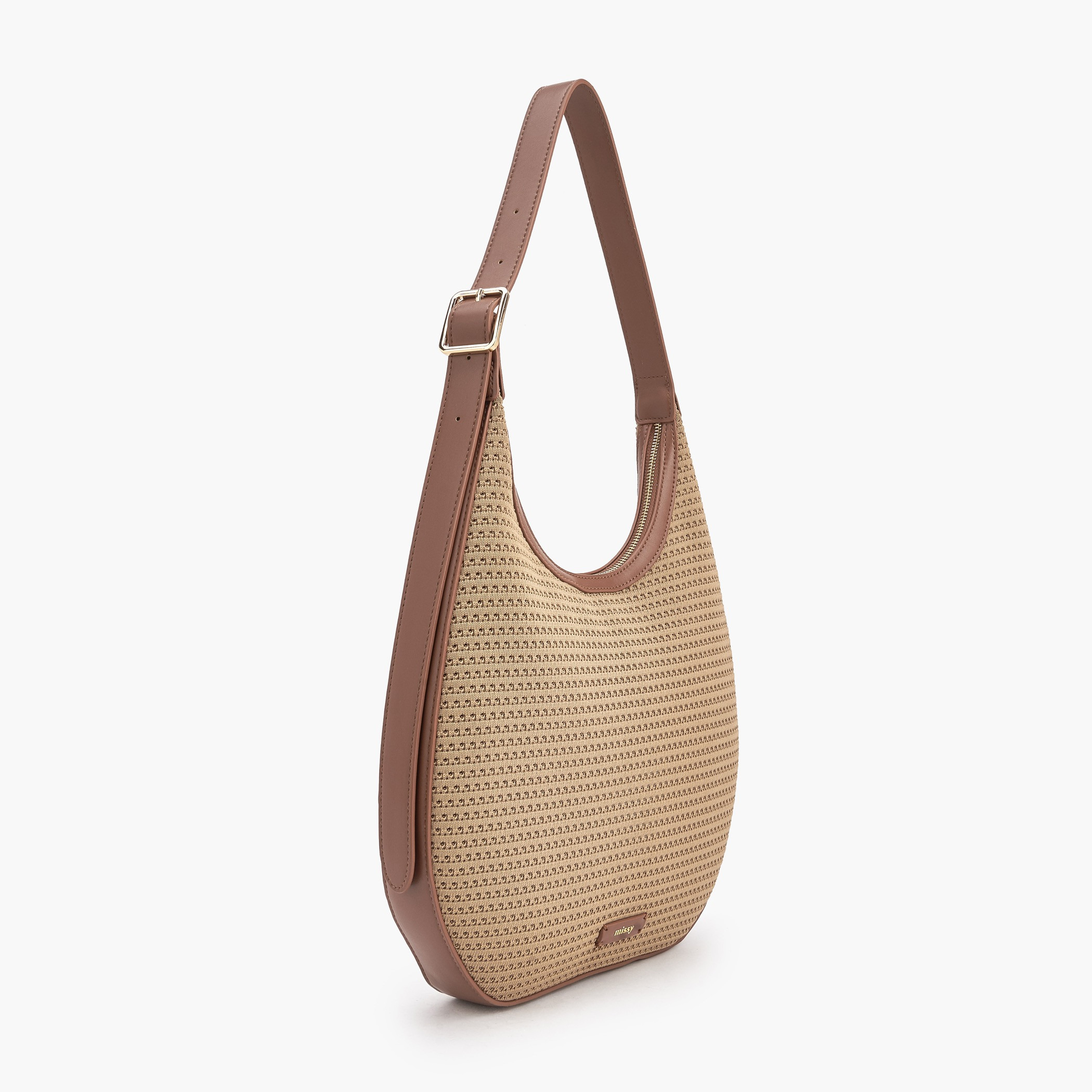 Missy Textured Shoulder Bag with Zip Closure-women-bagsandwallets-handbags-image-2