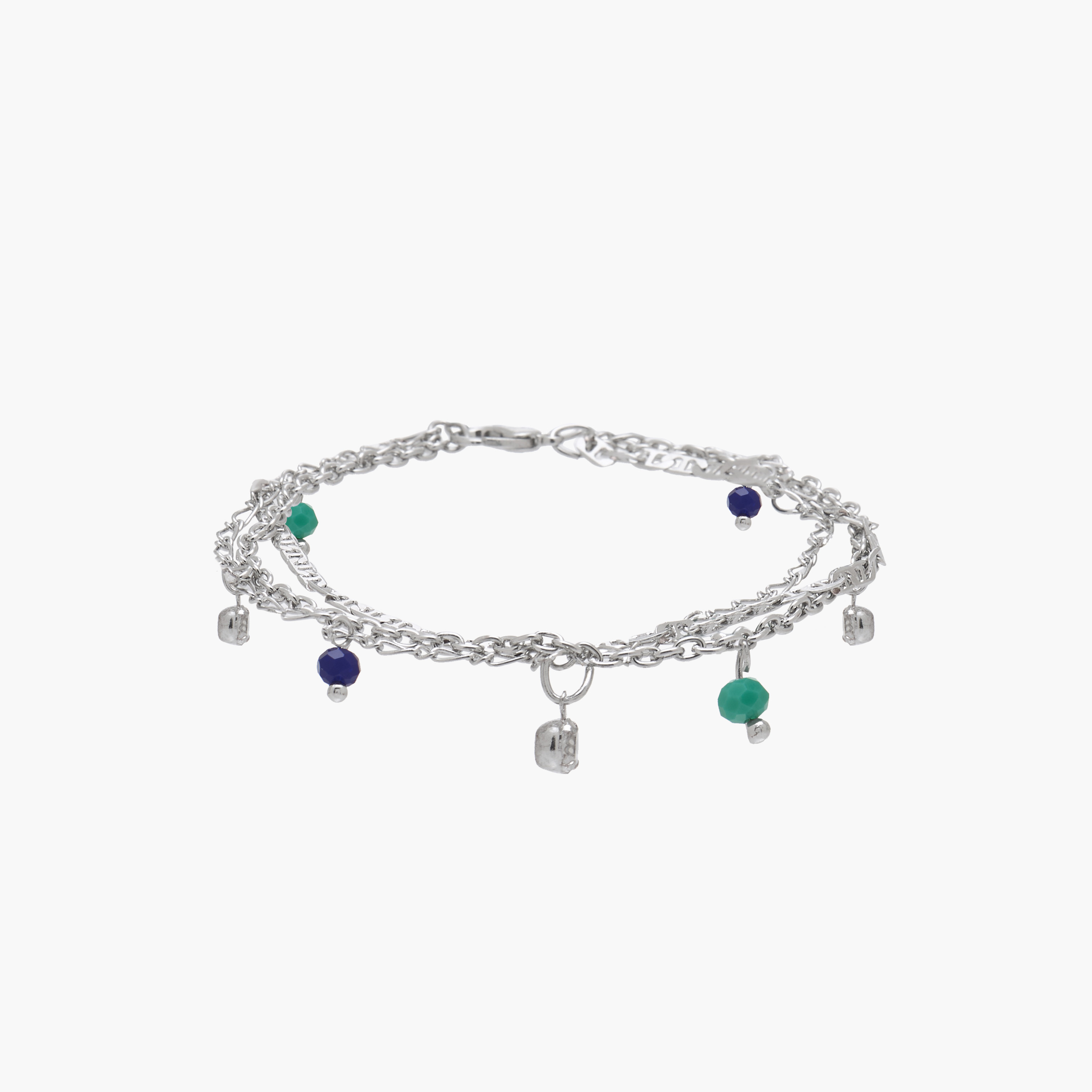 Silver Tone Charm Embellished Layered Anklet-women-watchesandjewellery-jewellery-anklets-image-1