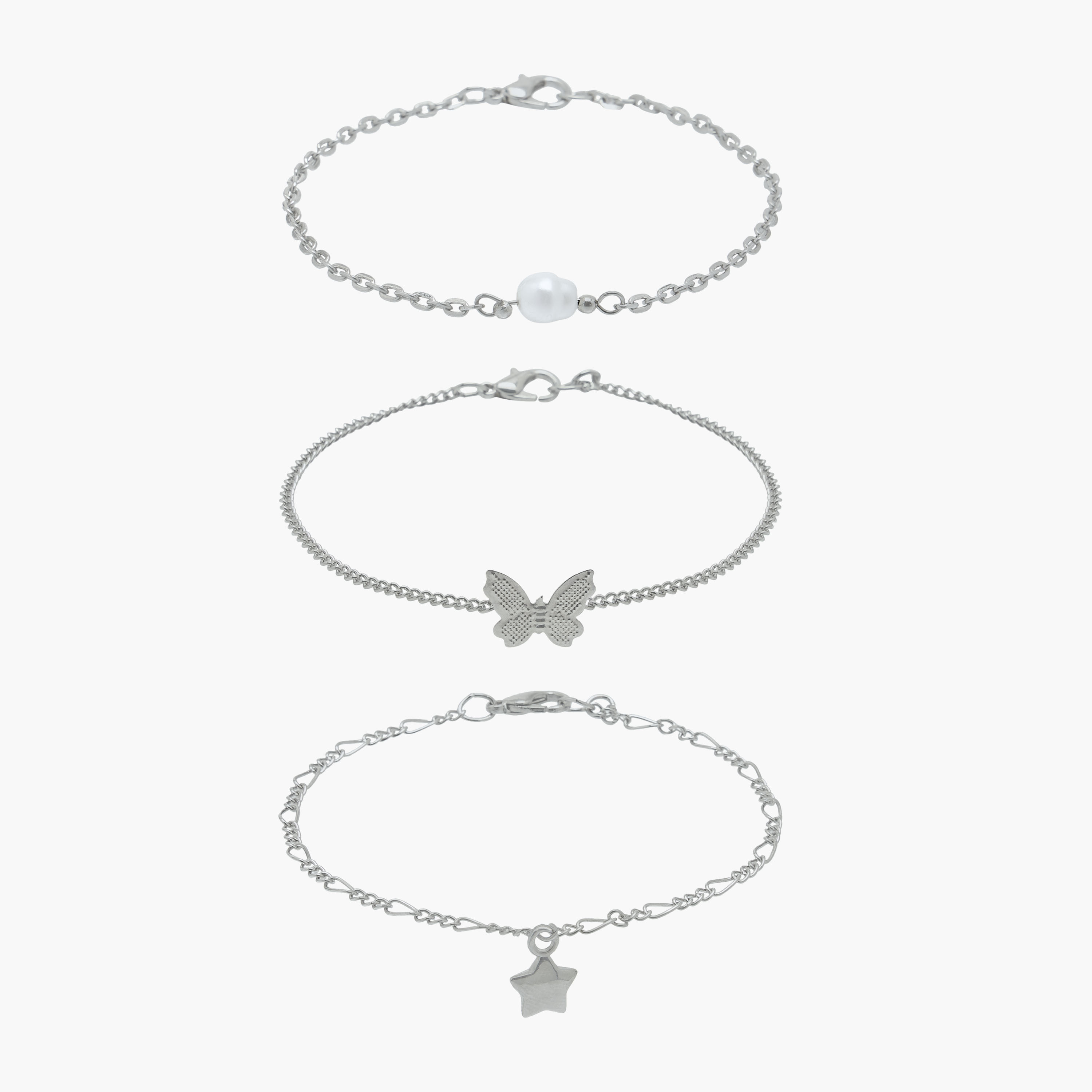 خلاخيل بلون فضي ودلايات - عبوة 3 قطع-women-watchesandjewellery-jewellery-anklets-image-9
