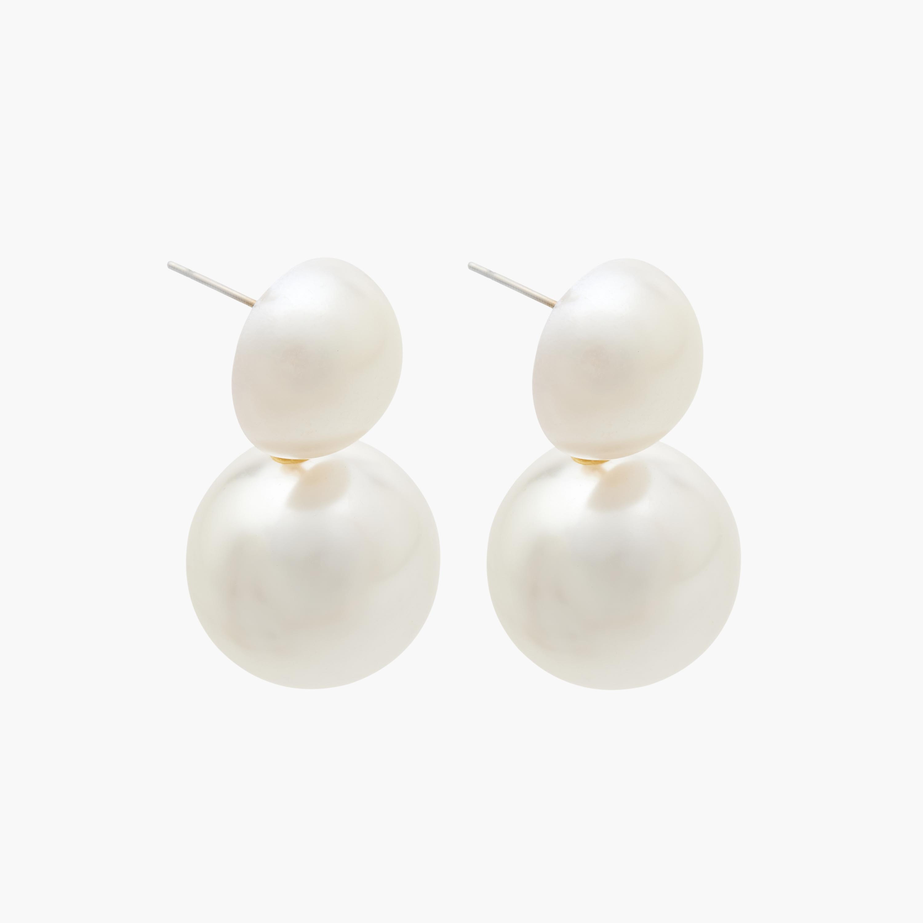 Gold Tone Pearl Embellished Earrings with Pushback Closure-women-watchesandjewellery-jewellery-earrings-image-2