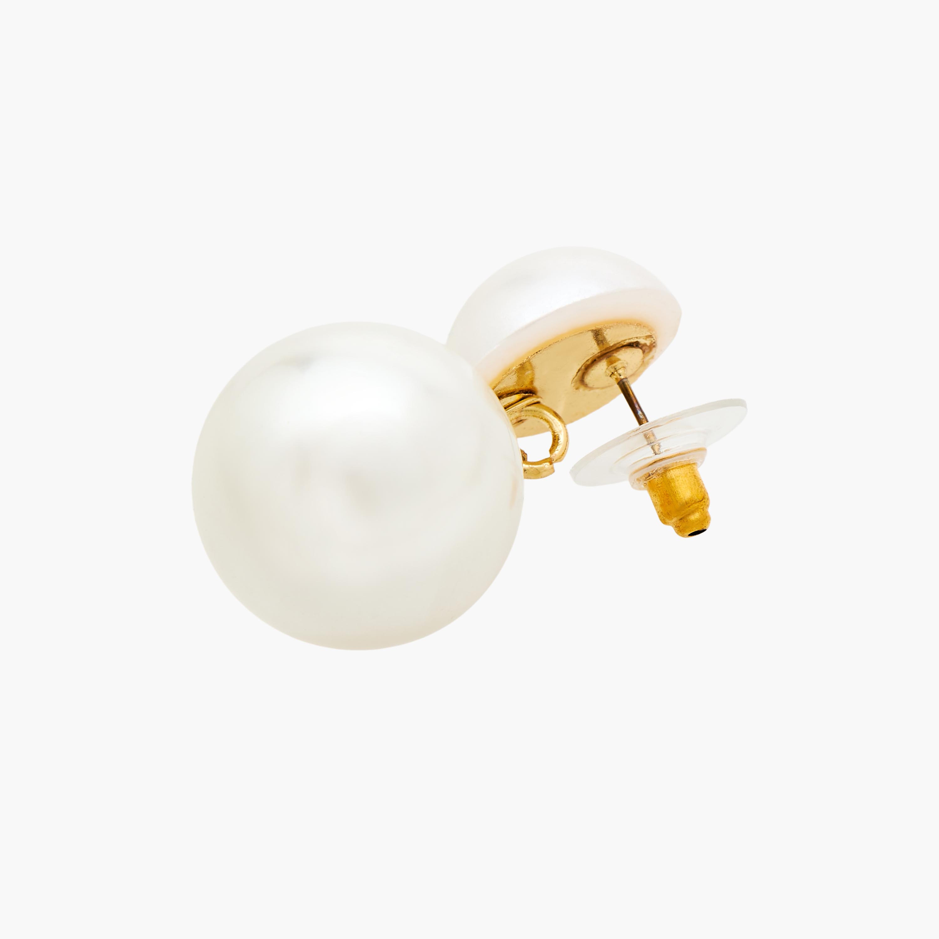 Gold Tone Pearl Embellished Earrings with Pushback Closure-women-watchesandjewellery-jewellery-earrings-image-3