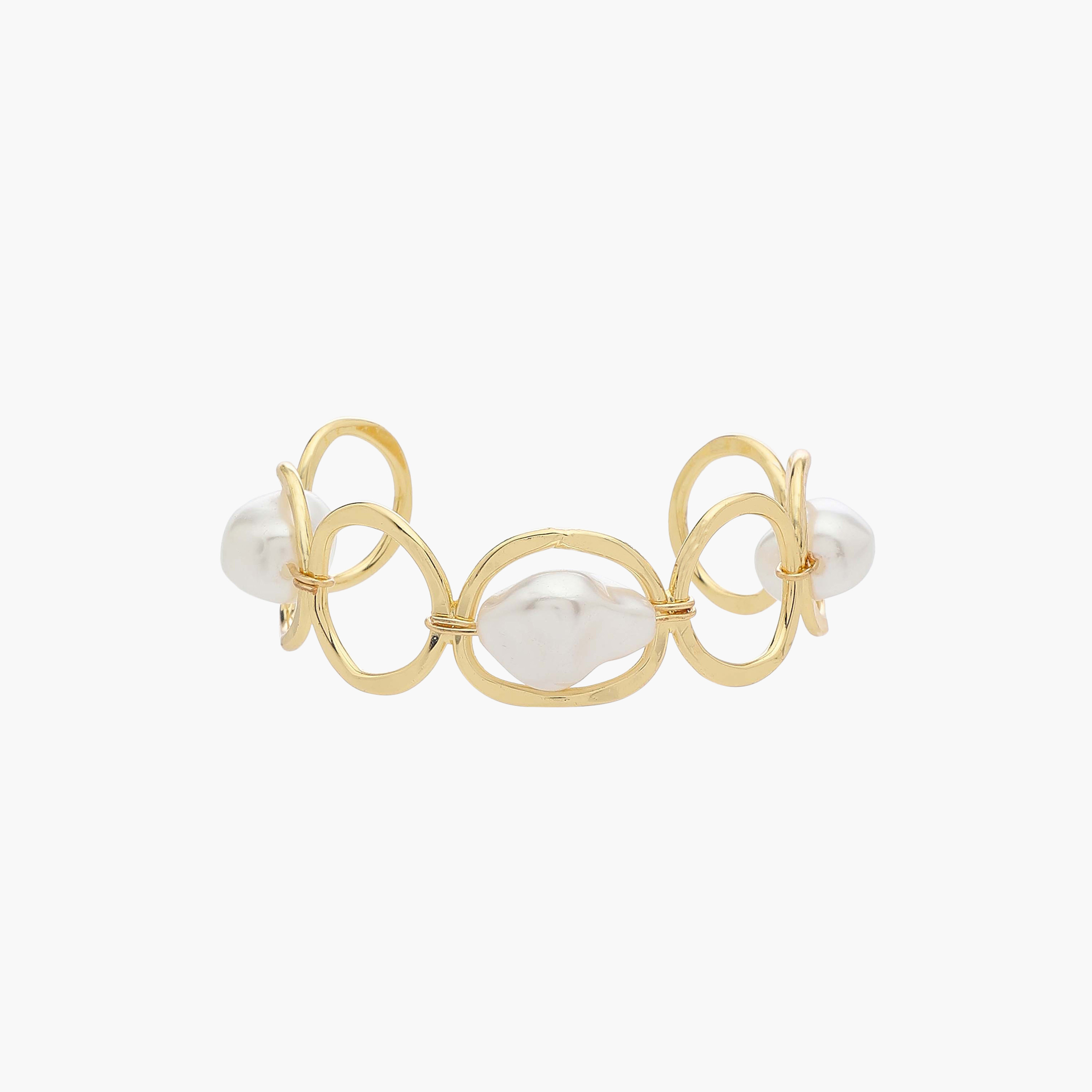 Metal Cuff Bracelet with Pearl Embellishment-women-watchesandjewellery-jewellery-banglesandbracelets-image-1