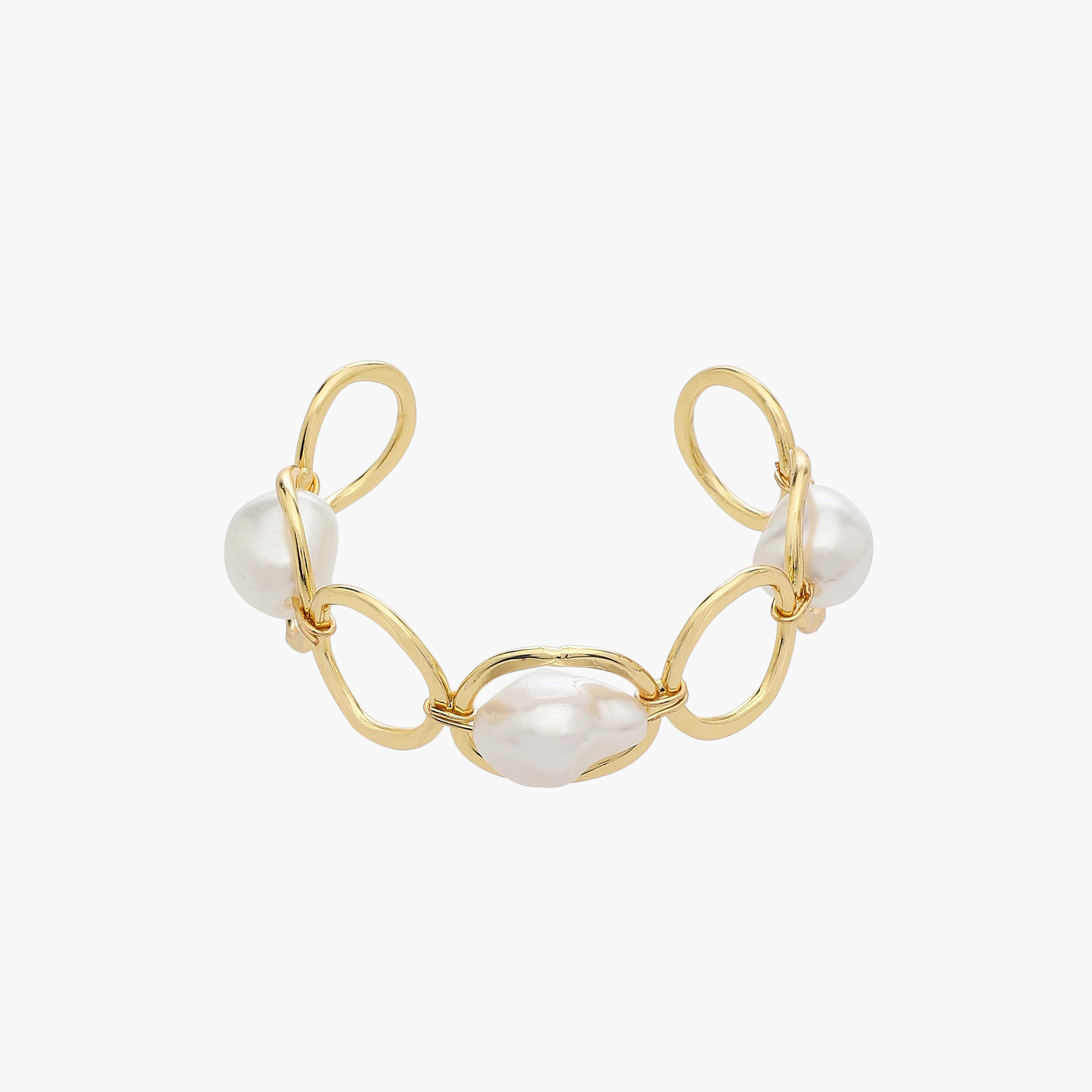 Metal Cuff Bracelet with Pearl Embellishment-women-watchesandjewellery-jewellery-banglesandbracelets-image-2