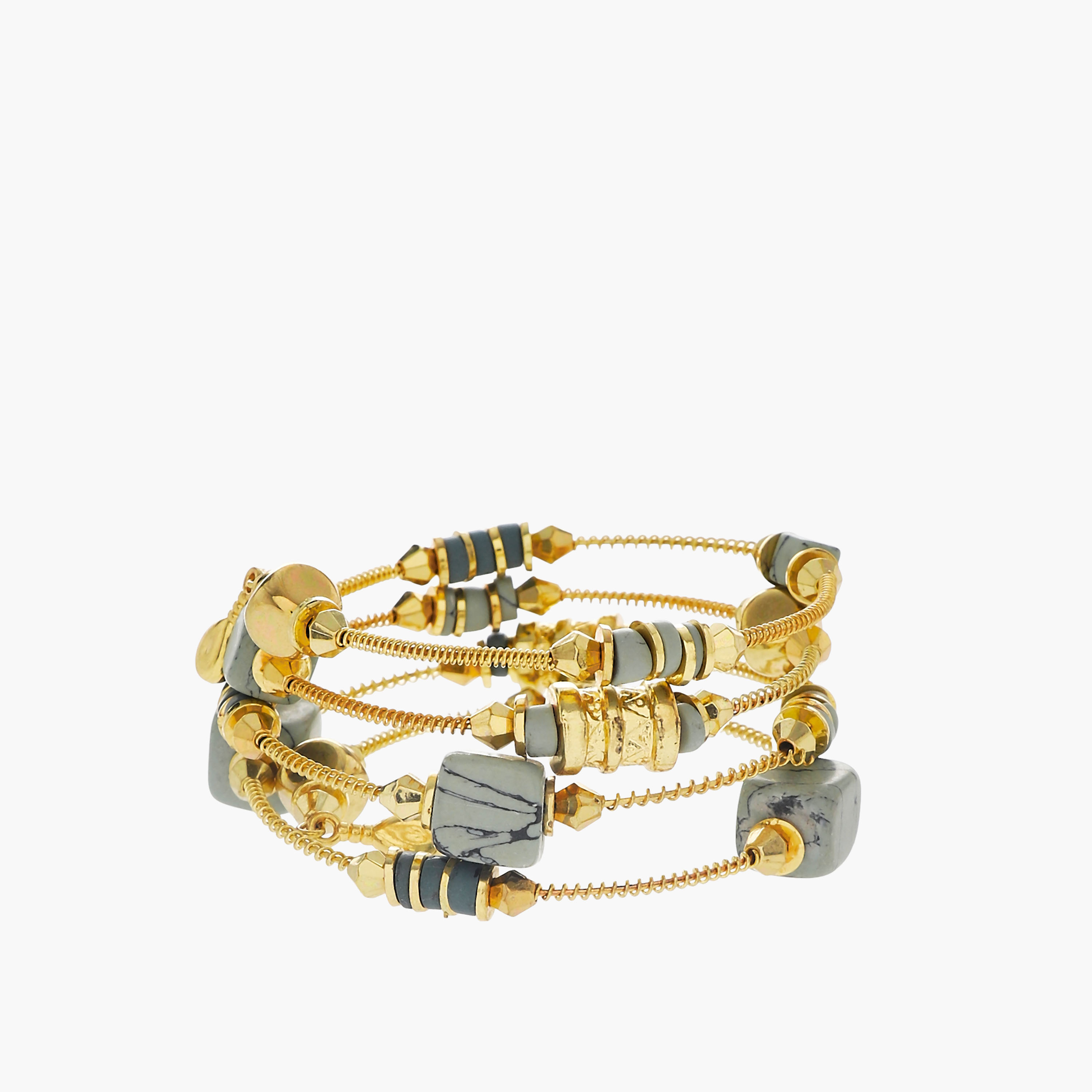 Metallic Beaded Coil Bracelet-women-watchesandjewellery-jewellery-banglesandbracelets-image-1