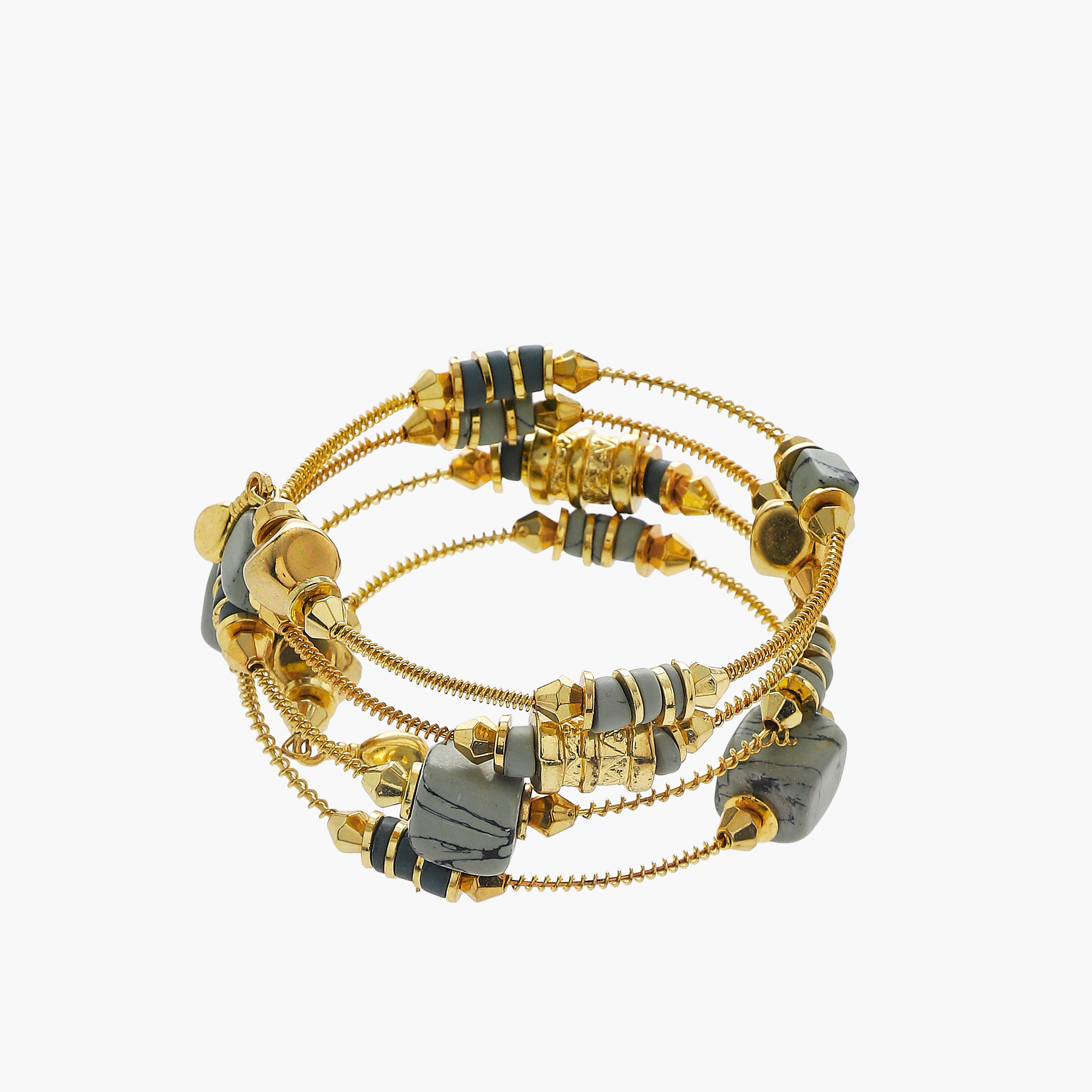 Metallic Beaded Coil Bracelet-women-watchesandjewellery-jewellery-banglesandbracelets-image-2